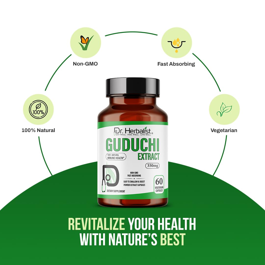 Dr. HERBALIST Guduchi Extract Capsules 350mg Tinospora cordifolia with tinosporin and giloin Supports Immune System Function & Healthy Stress Response* 60 Capsules