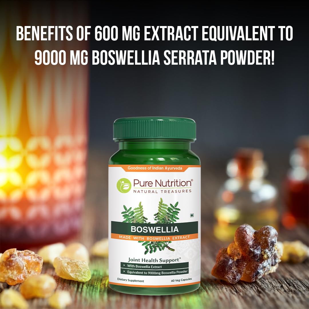 Pure Nutrition Natural Treasures Boswellia Serrata 600 mg 15:1 Extract Standardized to 65% Boswellic Acids 60 Capsules
