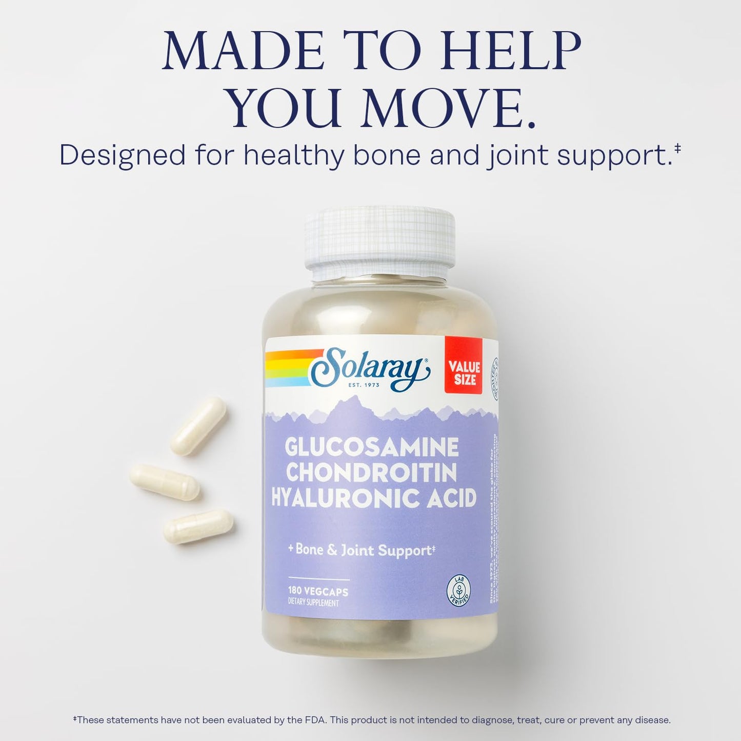 SOLARAY Glucosamine Chondroitin Hyaluronic Acid 180 VegCaps