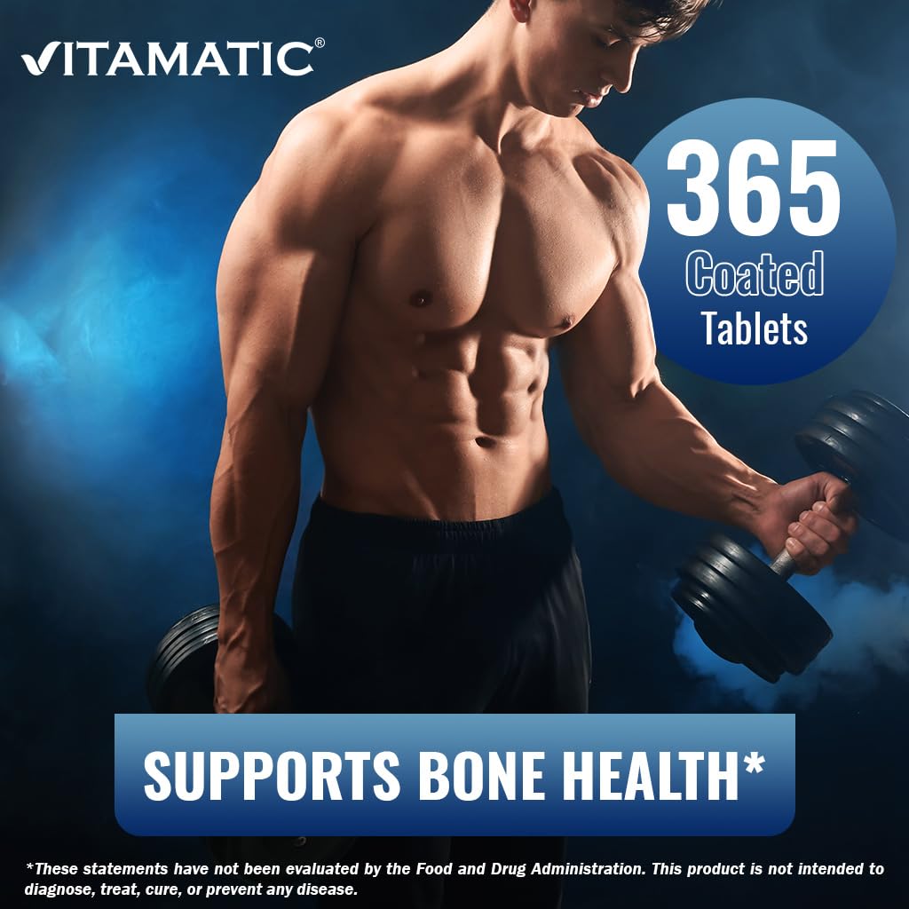 Vitamatic Calcium Supplement 1200mg with D3, K2 & B12, Immune & Bone Health Support, 730 Tablets