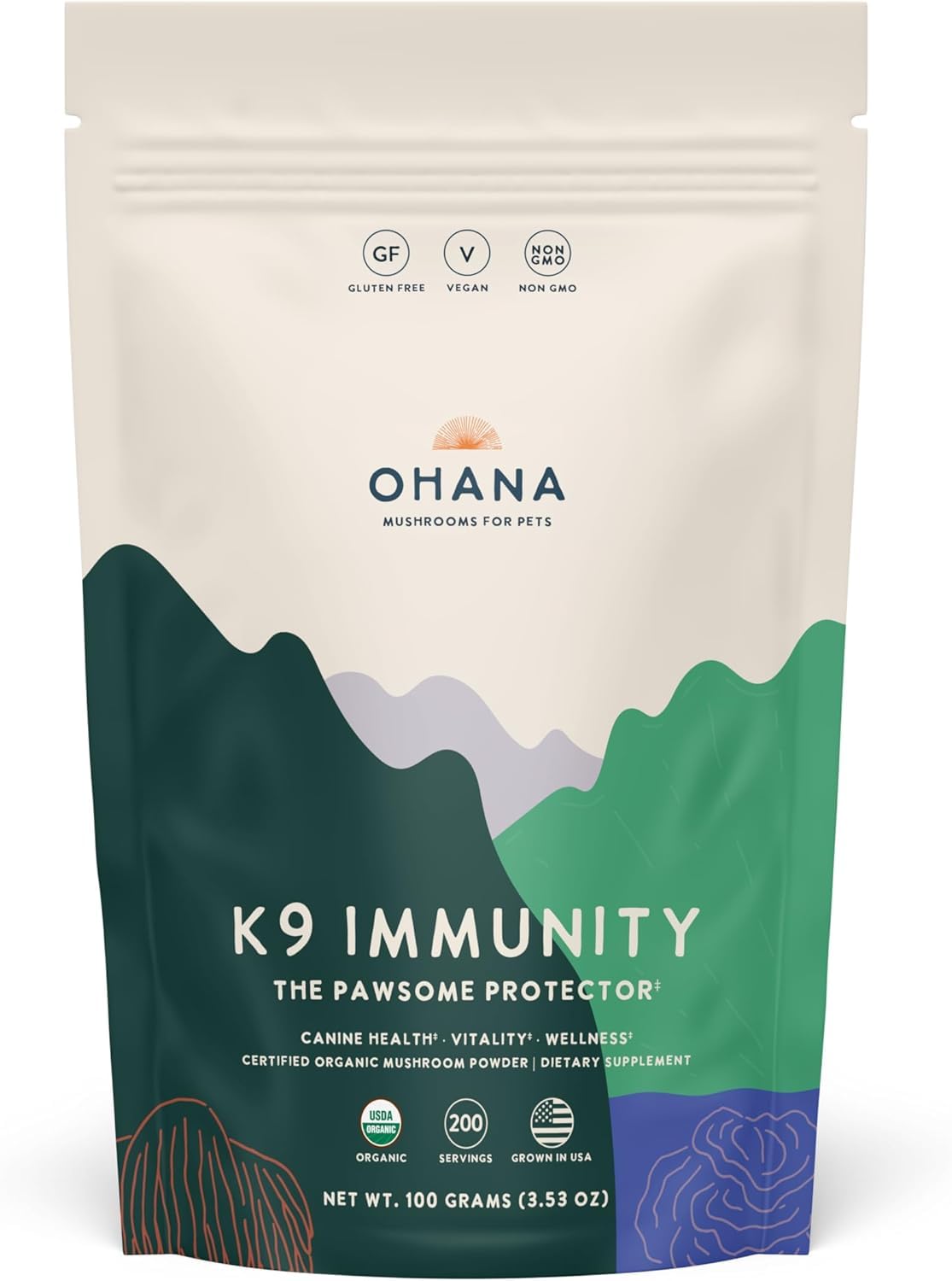 Ohana Mushrooms K9 Immunity Dog Supplement Powder, 100