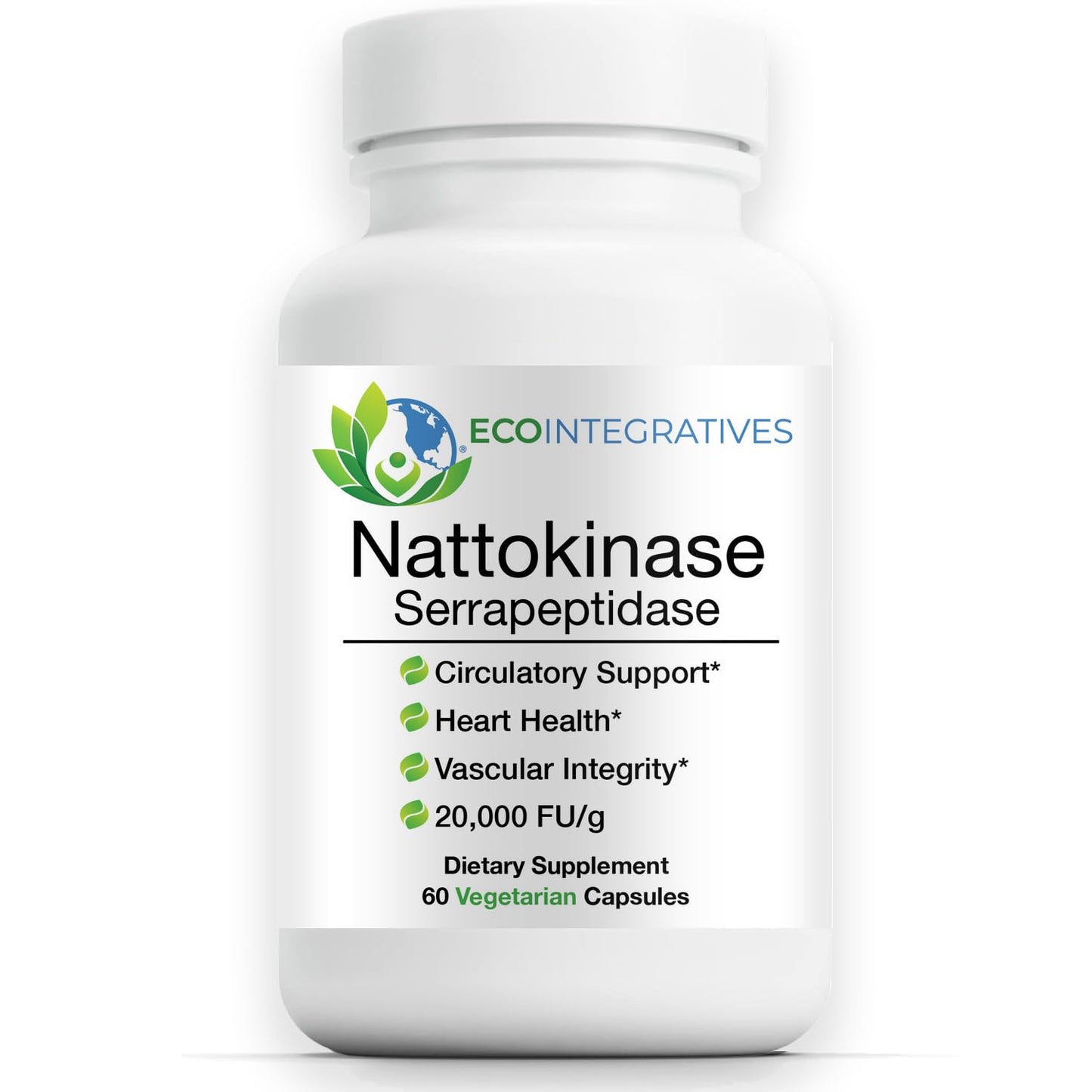 EcoIntegratives Nattokinase Serrapeptidase – with Nattokinase (20,000 FU/g) + Rutin | Supports Heart & Circulatory Health* | Non-GMO | 60 Vegetarian Capsules