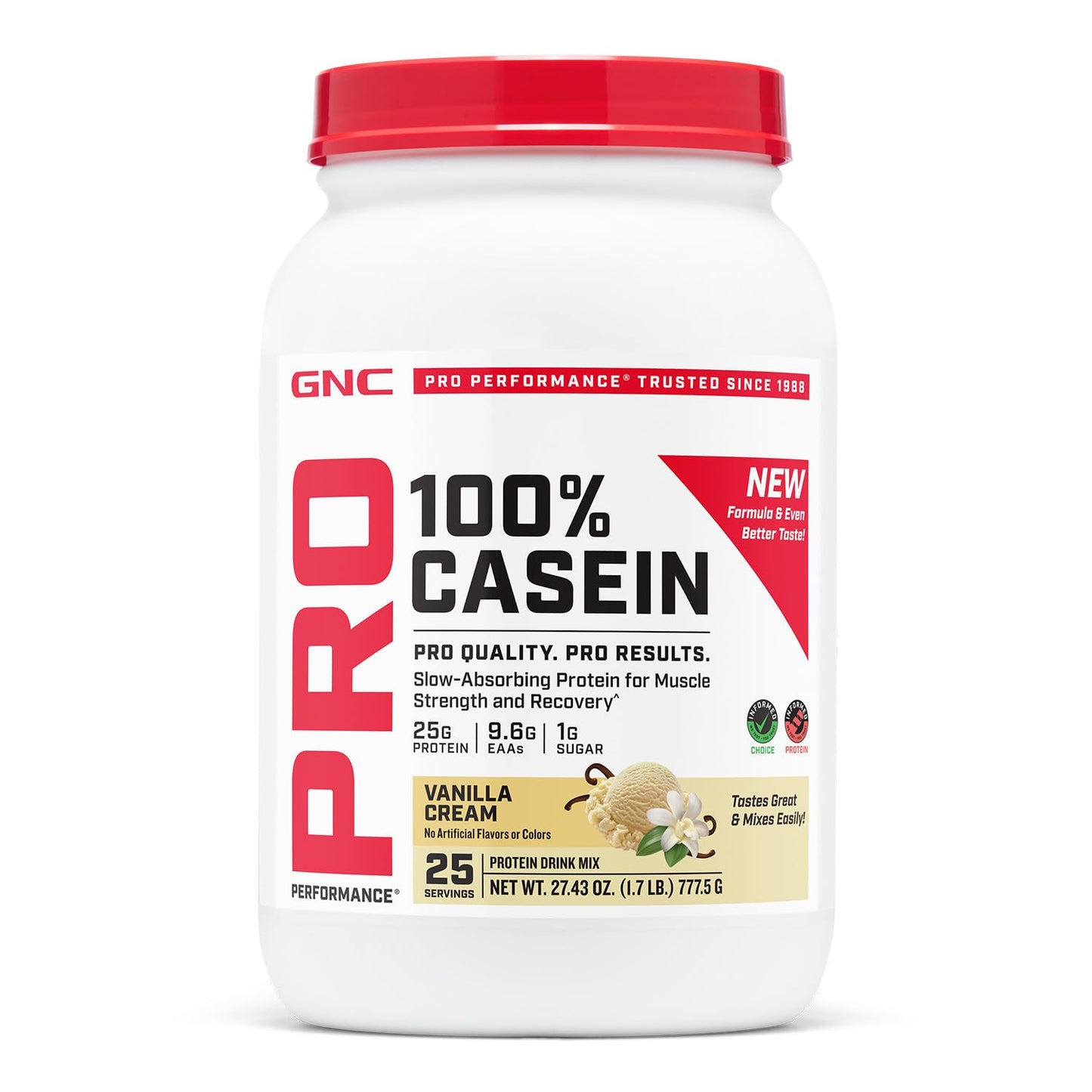 GNC Pro Performance 100% Casein Protein Powder, Vanilla Cream, 28 Servings