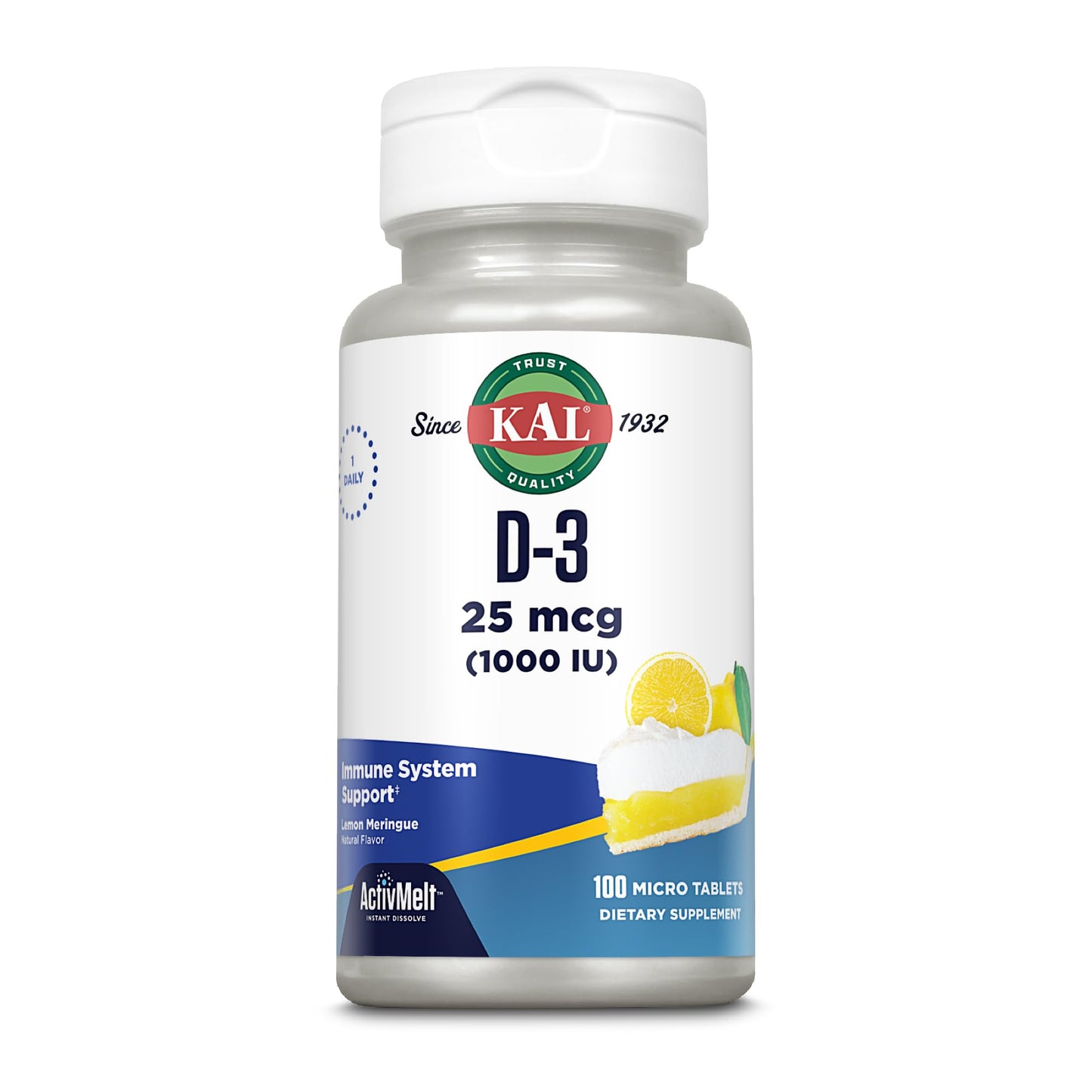 KAL Vitamin D-3 1000 IU Tablet, 100 Count