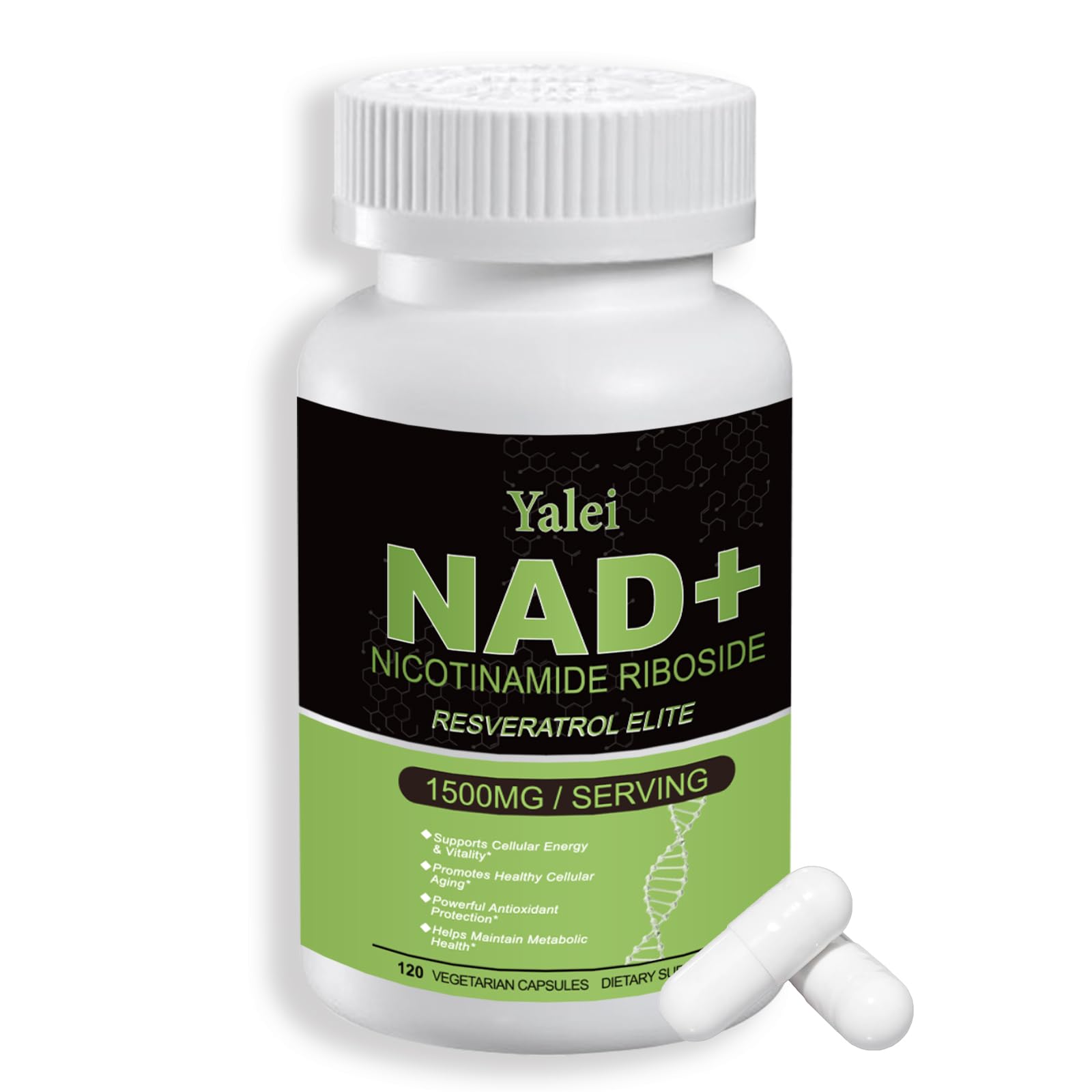 Yalei NAD Resveratrol Supplement 1500mg Capsule, 120 Count