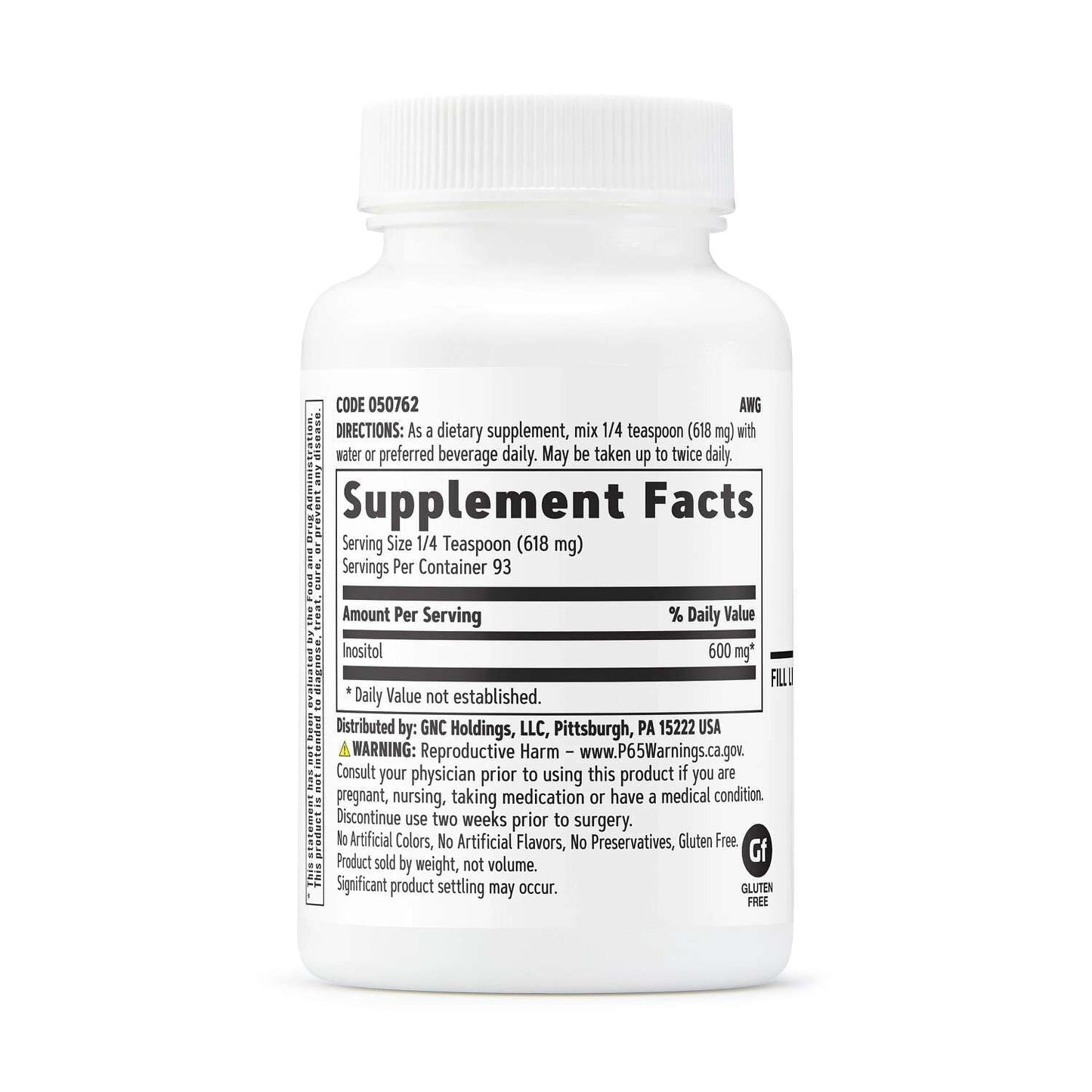 GNC Inositol Powder 600mg, 2 oz, 93 Servings