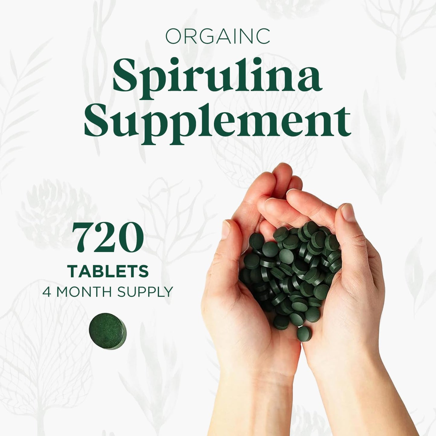 Probase Nutrition Organic Spirulina Supplement Tablets, 720 Count