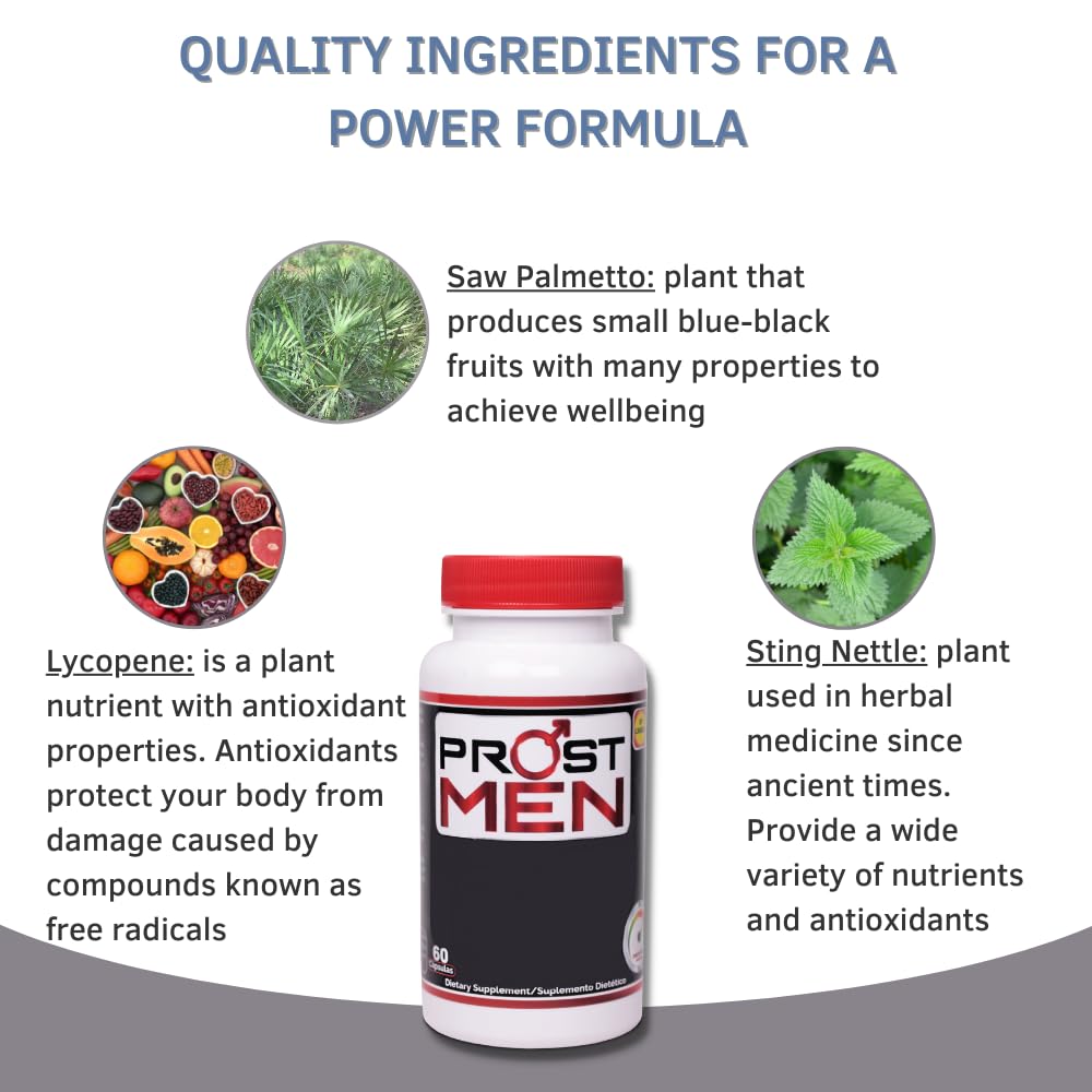 PROSTMEN Prostate Supplement Capsules - Prostate Support - Saw Palmetto and Sting Nettle - 2-Pack, 120 Capsules per Pack