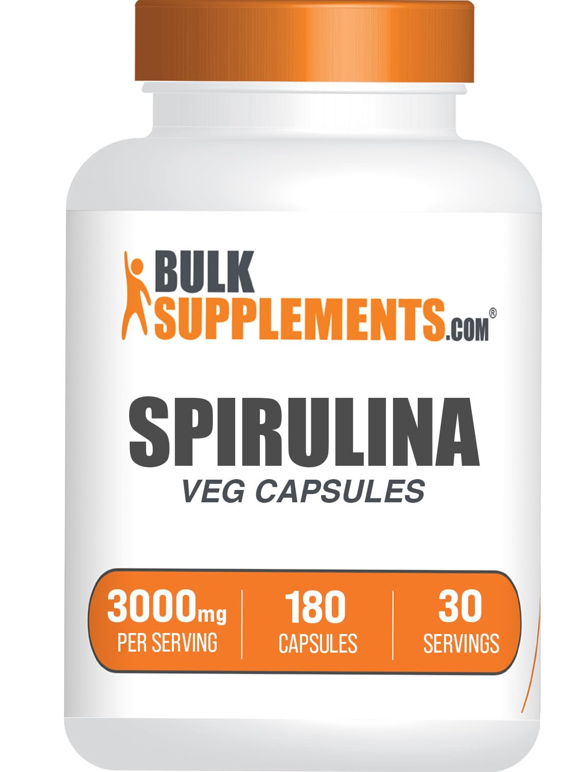 BulkSupplements Spirulina Capsules 180 Count