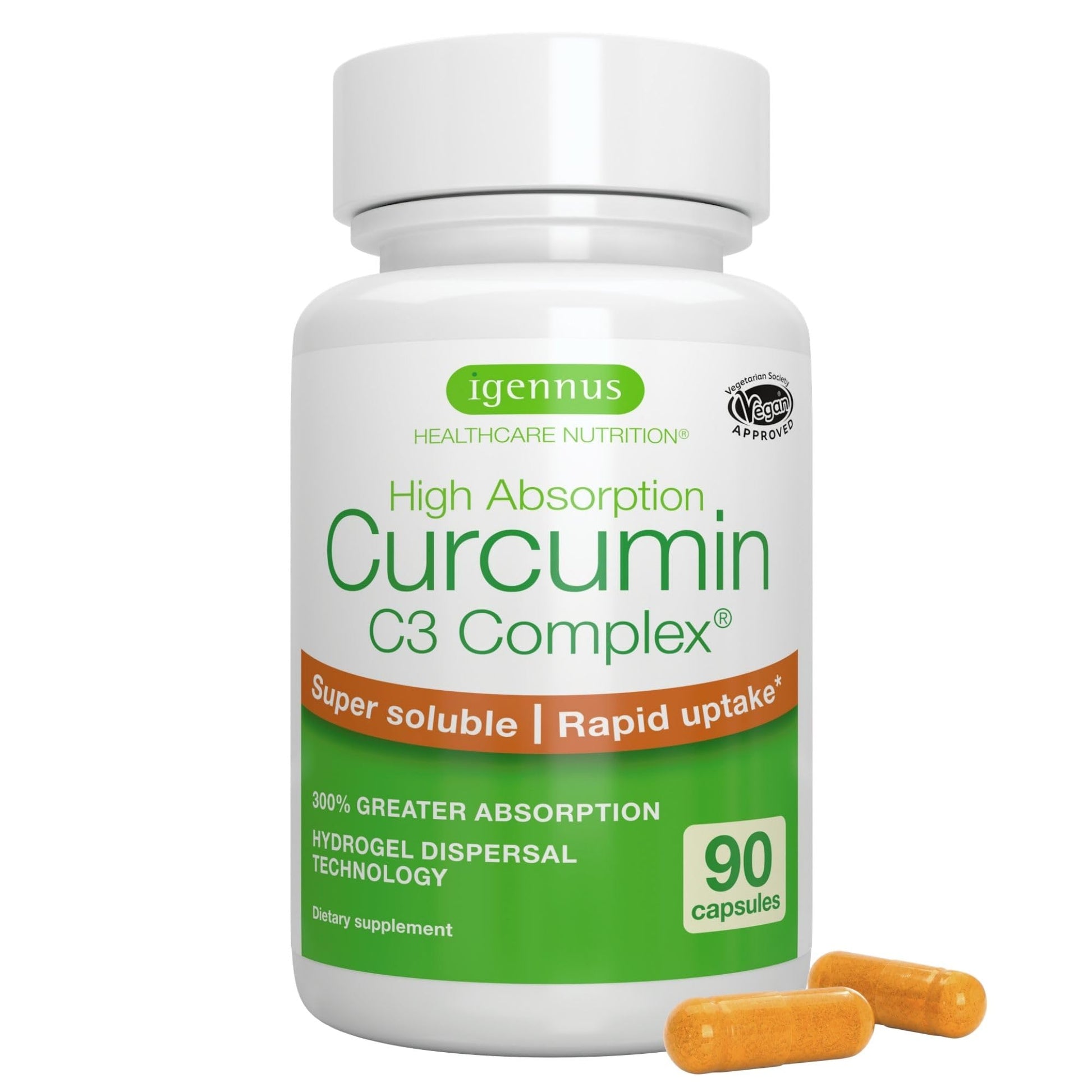 Igennus Healthcare Nutrition Rapid Absorption Curcumin C3 Complex Standardized 90 Capsules