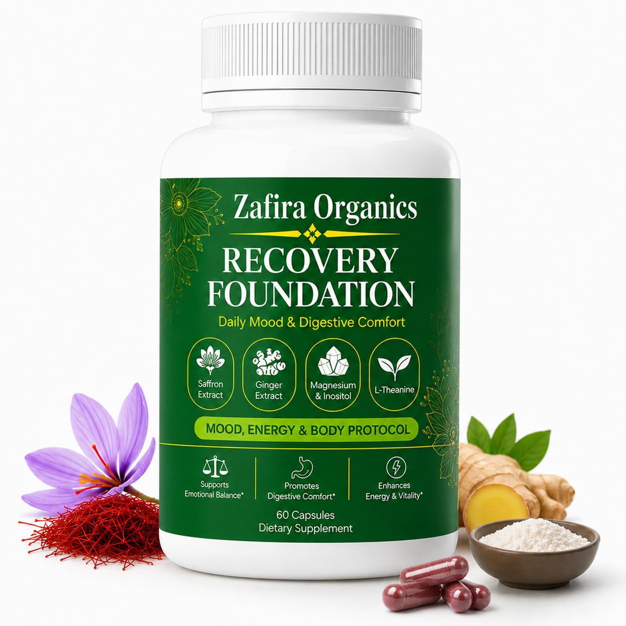 Zafira Organics Recovery Foundation Capsules 60 Count