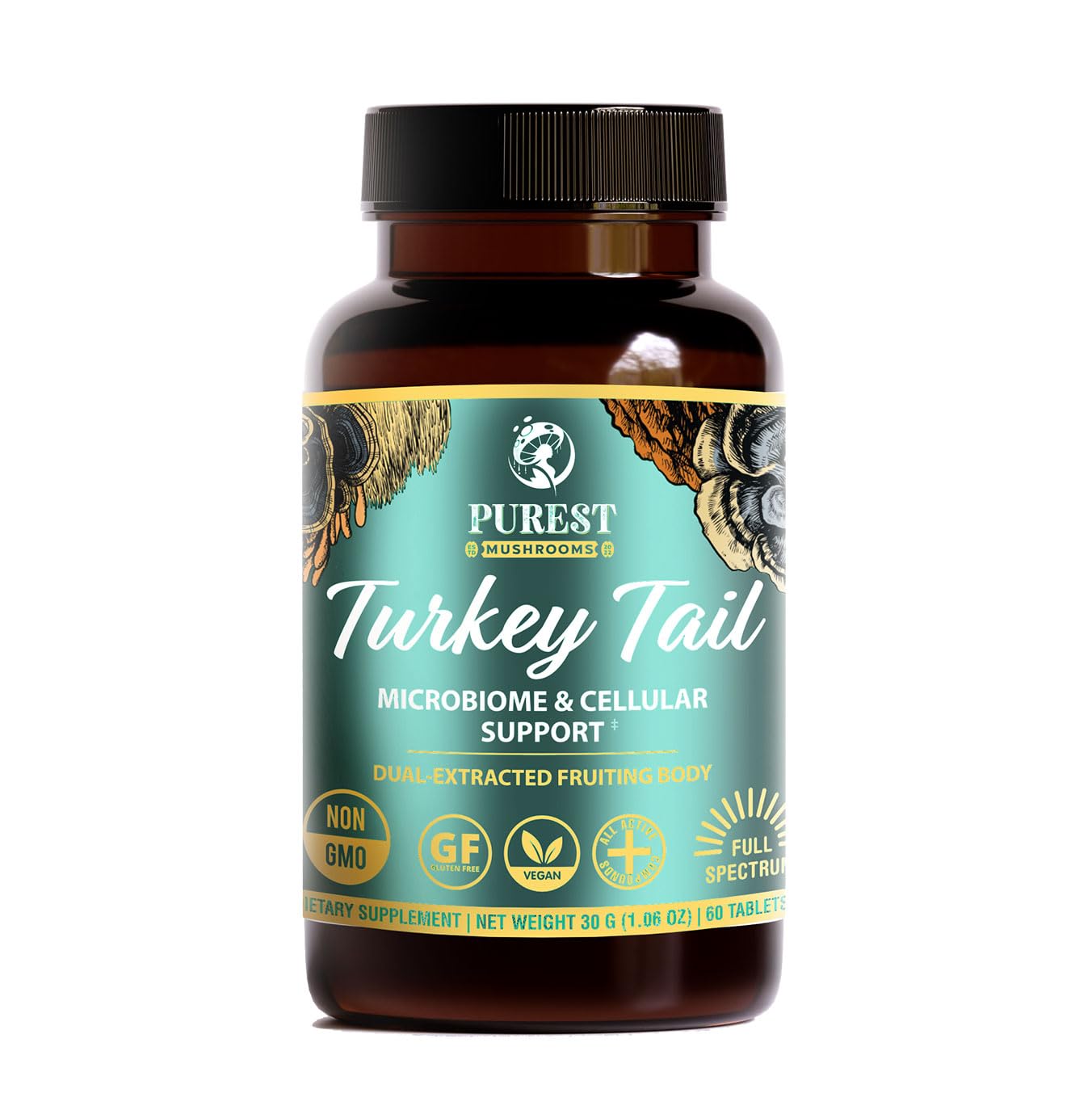 Purest Mushrooms Turkey Tail Mushroom Extract Tablets, 30 Count