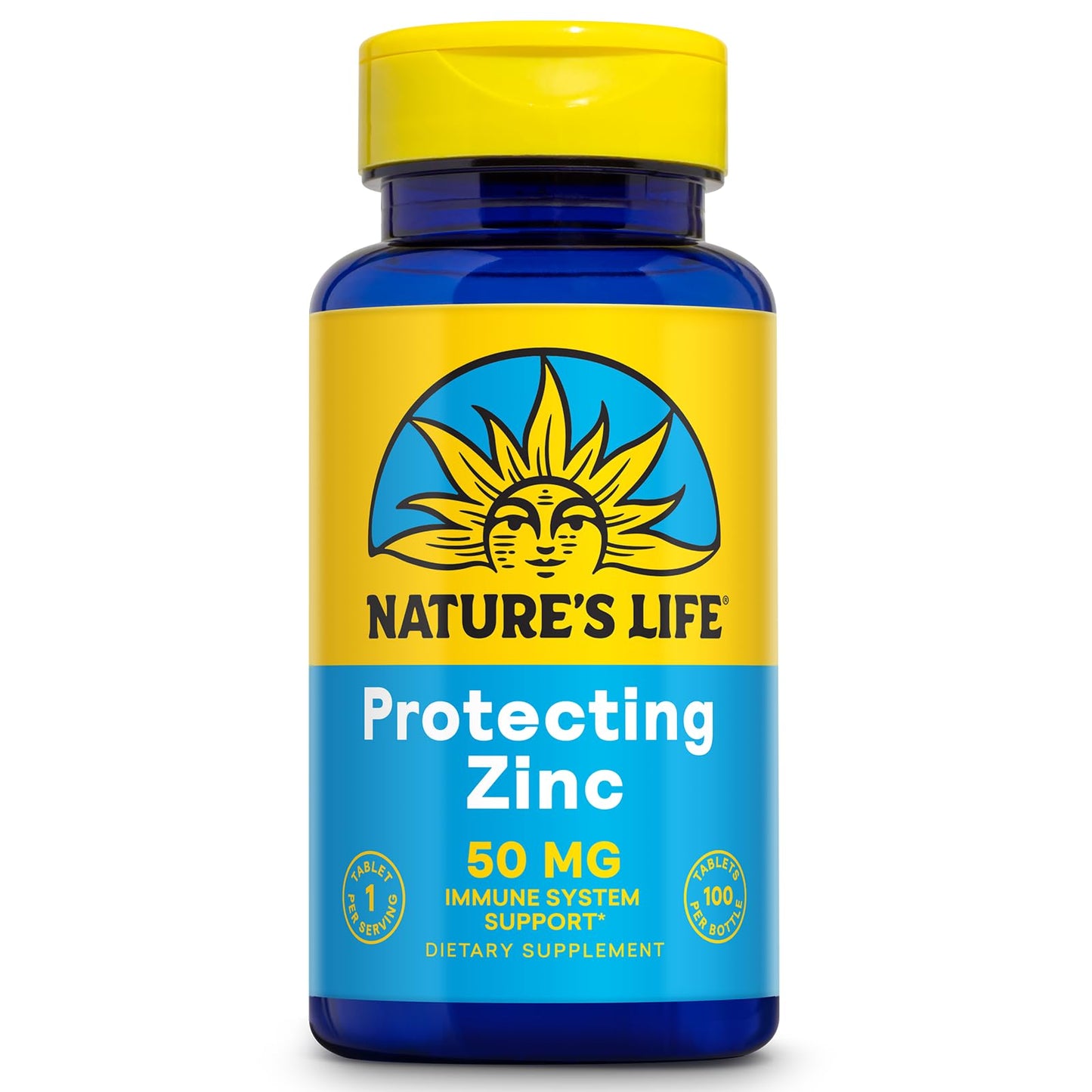 Nature's Life Protecting Zinc 50mg with 2.5mg Copper Chelated Zinc Supplement Tablet, 100 Count