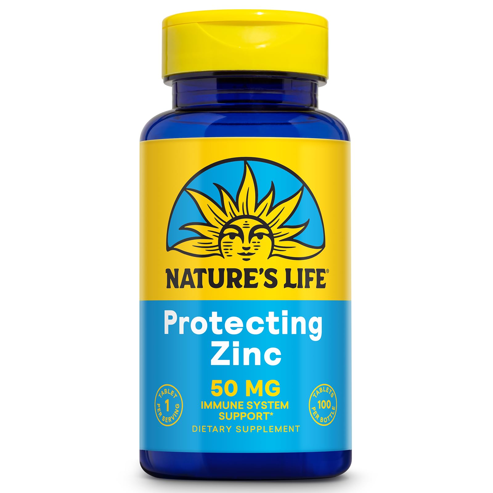 Nature's Life Protecting Zinc 50mg with 2.5mg Copper Chelated Zinc Supplement Tablet, 100 Count