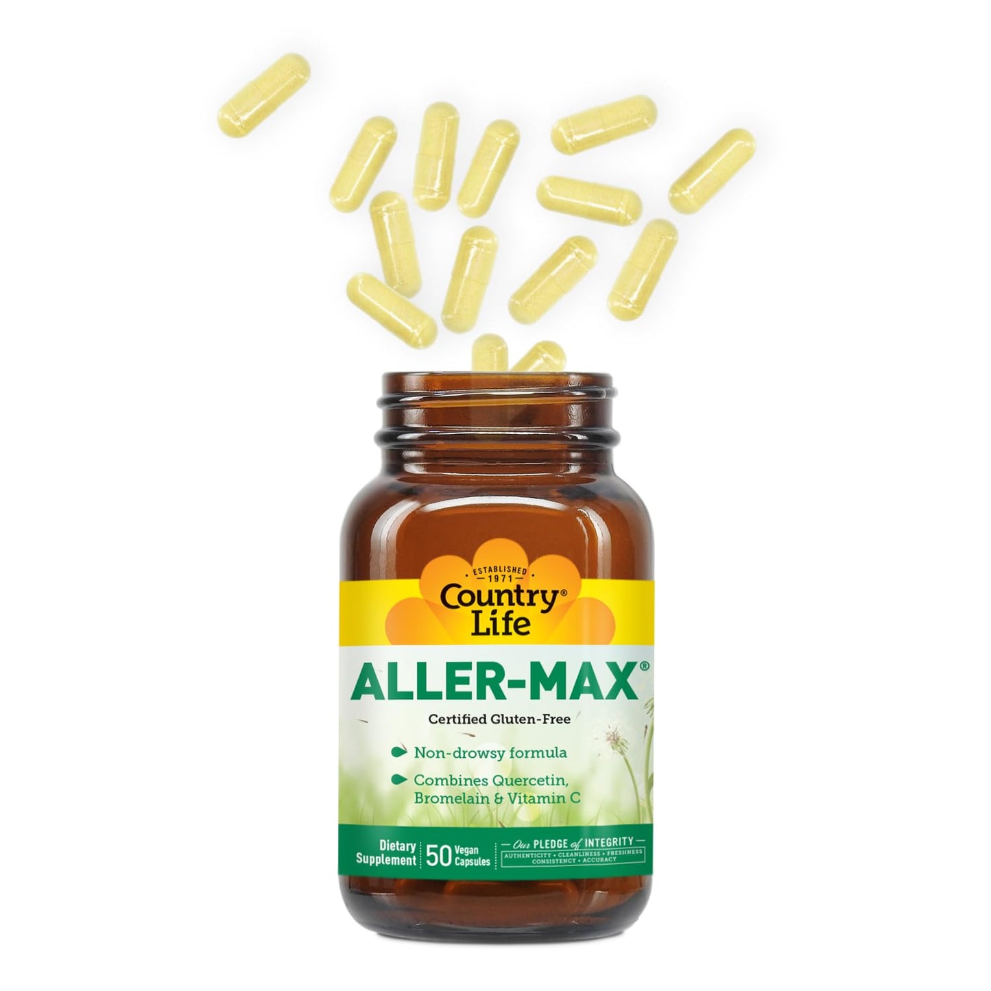 Country Life Aller-Max Quercetin with Bromelain - Immune Support with Vitamin C, Zinc, and Botanical Blend, Gluten-Free, Vegan, 50 Capsules