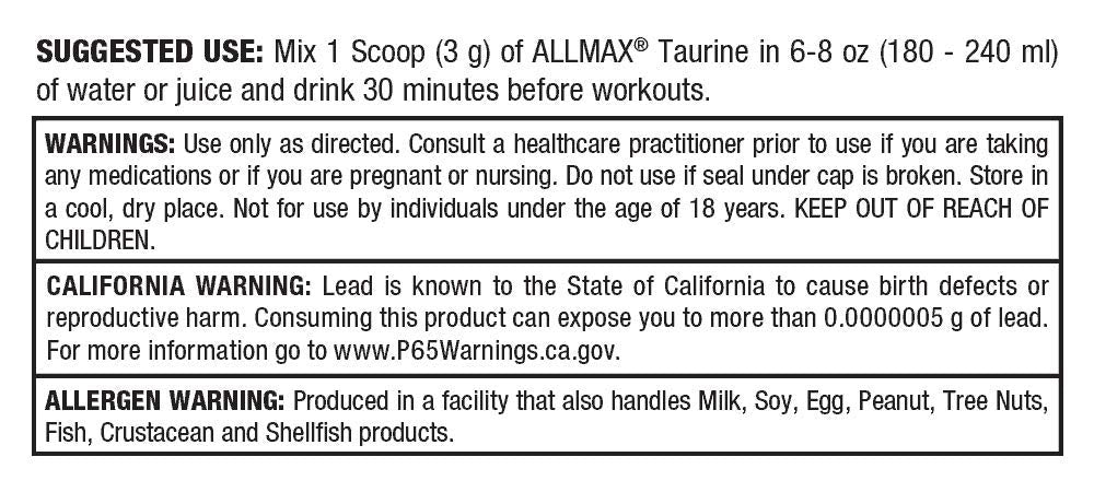 ALLMAX Essentials Taurine Powder 14.11 oz
