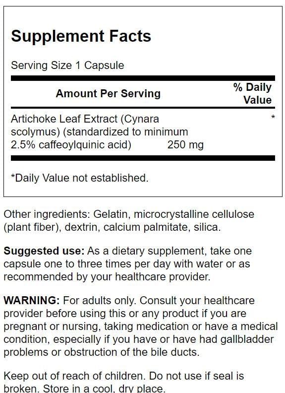 Swanson Artichoke Digestive Support 250 mg Capsules, 60 Count
