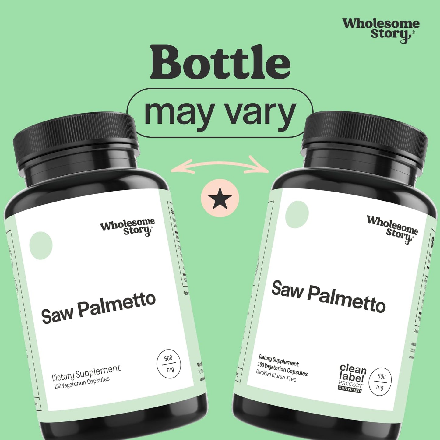Wholesome Story Saw Palmetto Extract & Powder Blend 500mg Capsule 100 Count
