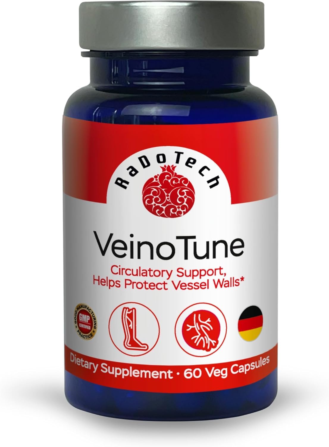 RaDoTech VeinoTune Varicose Veins Reducer for Legs Support, Reduces Swelling, Horse Chestnut 300 mg, 180 Capsules