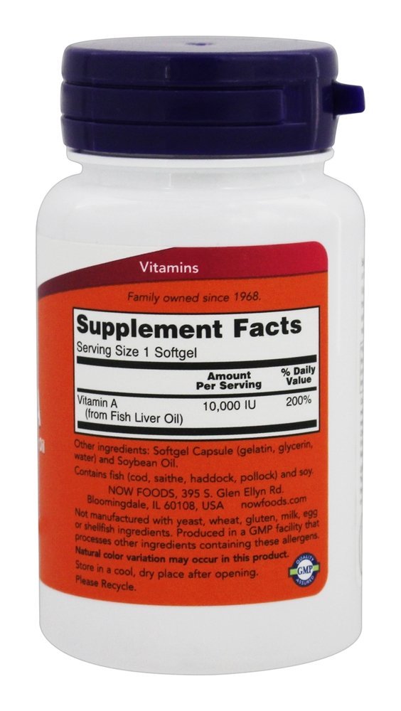 NOW Foods Vitamin A 10,000 IU Softgel 1