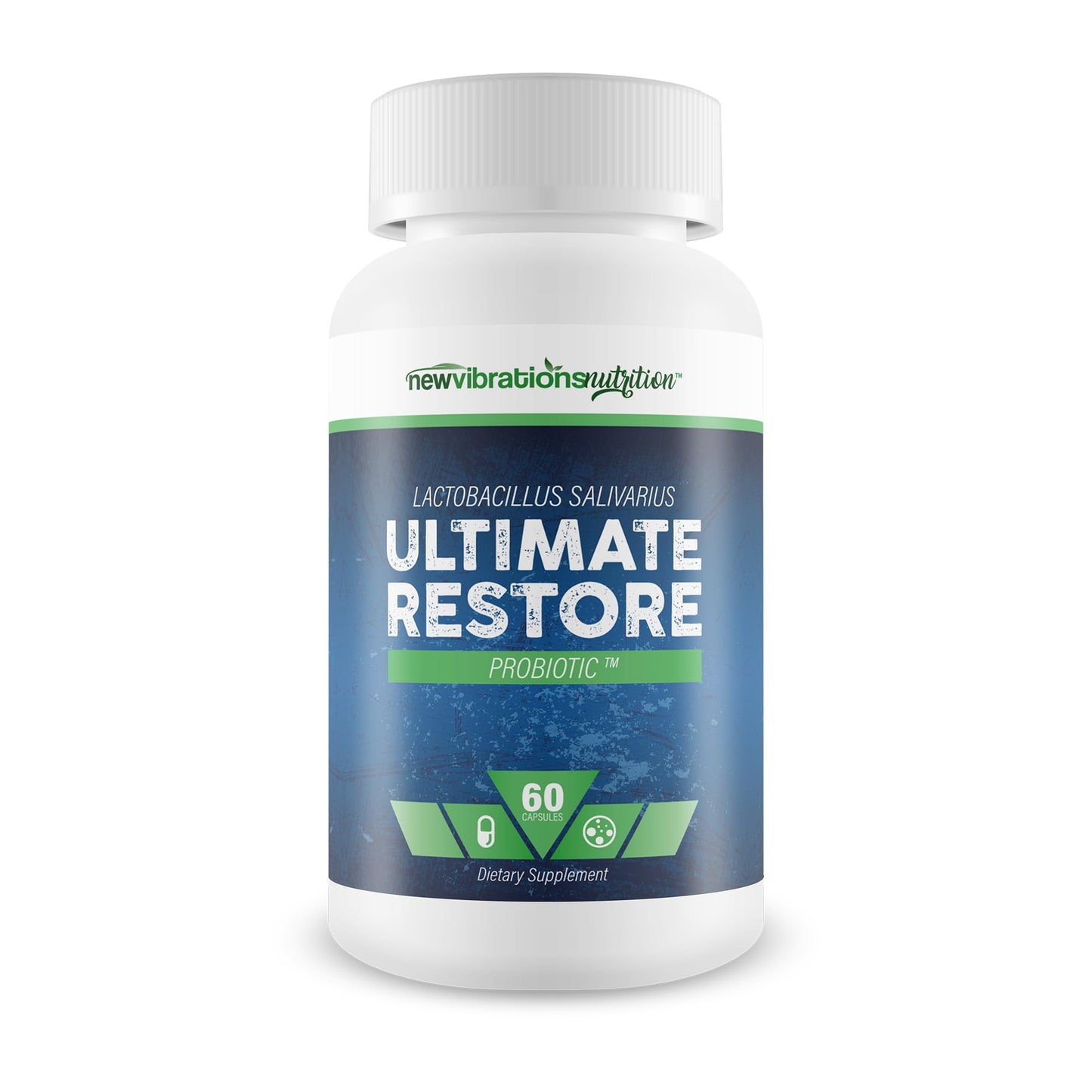 New Vibrations Nutrition Lactobacillus Salivarius Ultimate Restore Probiotic Capsule, 60 Count