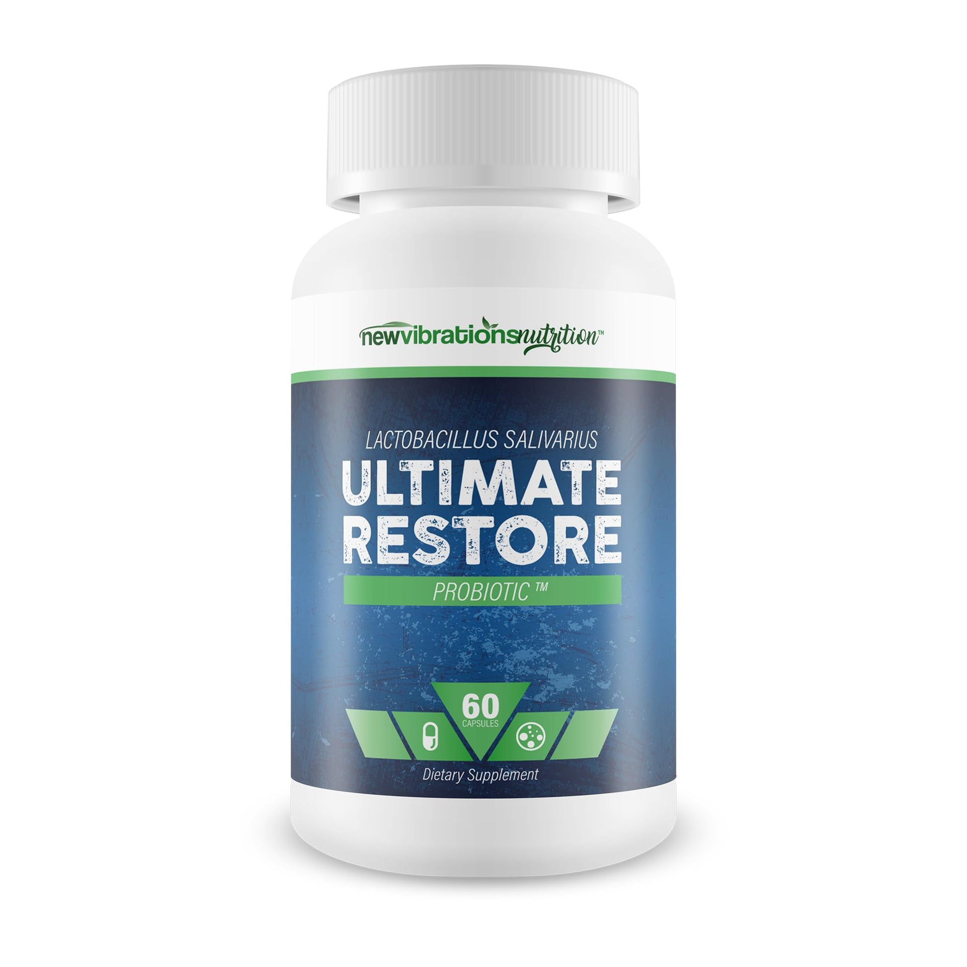 New Vibrations Nutrition Lactobacillus Salivarius Ultimate Restore Probiotic Capsule, 60 Count