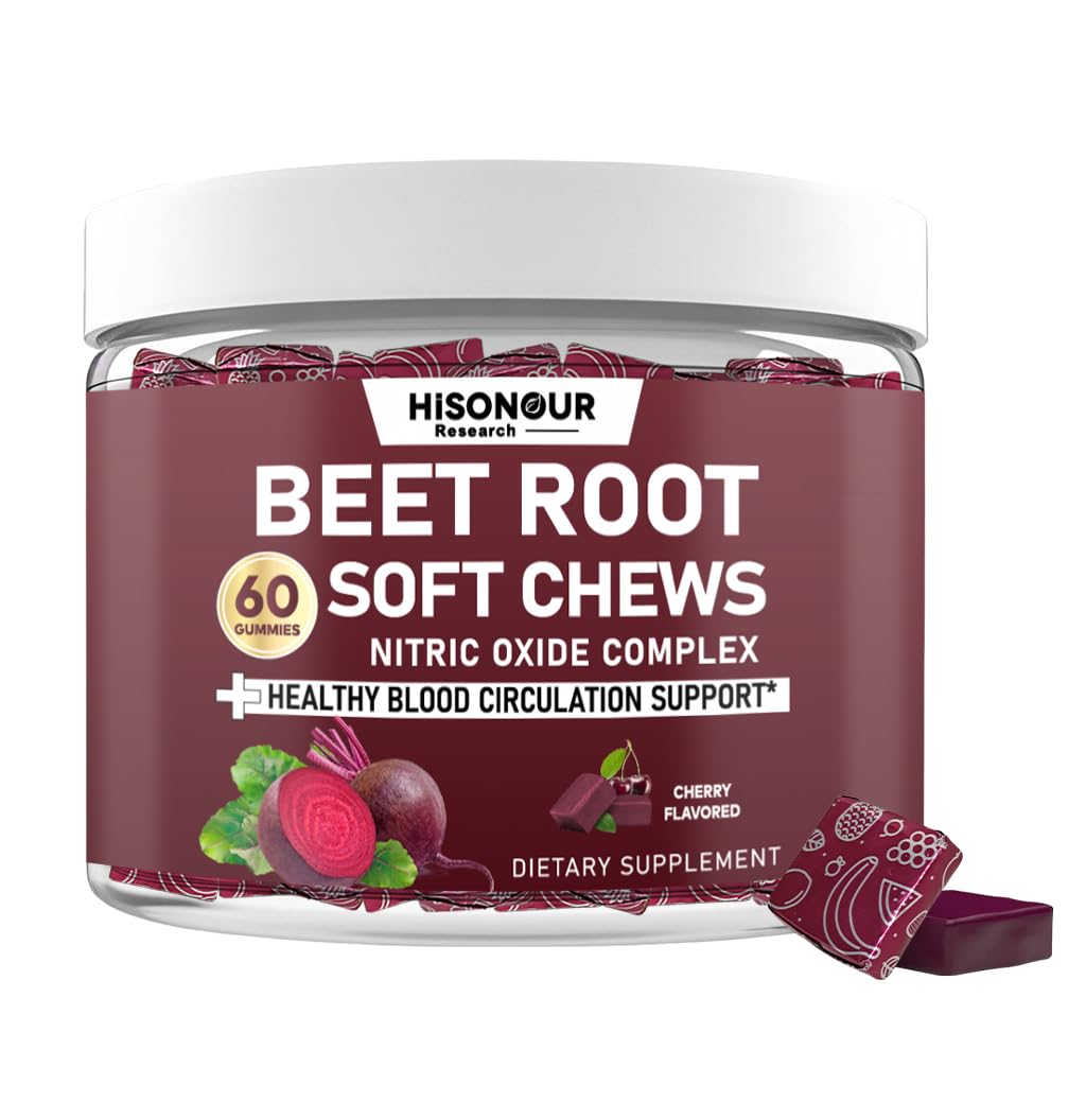 Hisonour Research Beetroot Soft Chews Chewable 60 Count