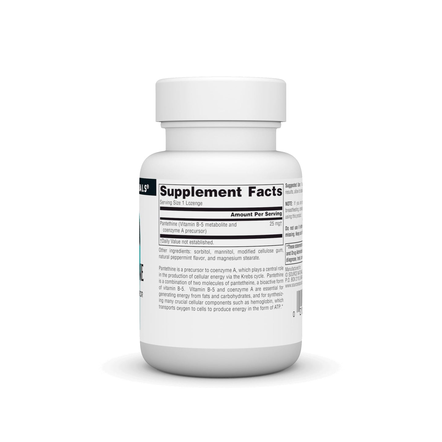 Source Naturals Pantethine B-5 Coenzyme Precursor Lozenges, 25 mg, 60 Count