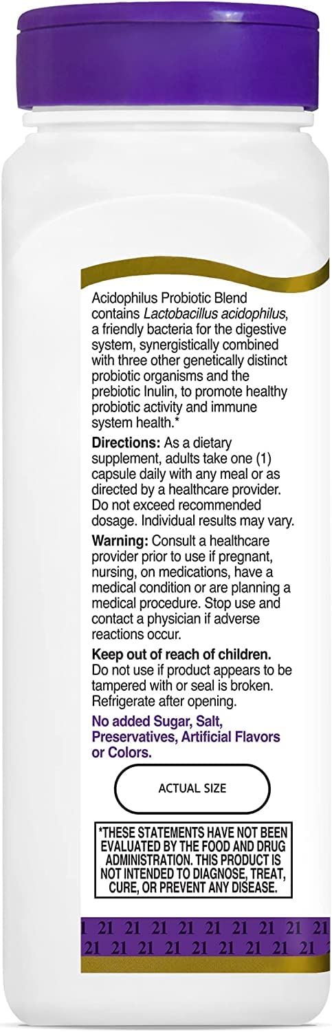 21st Century Acidophilus Probiotic Supplement, Probiotic Blend Capsules, 150 Count