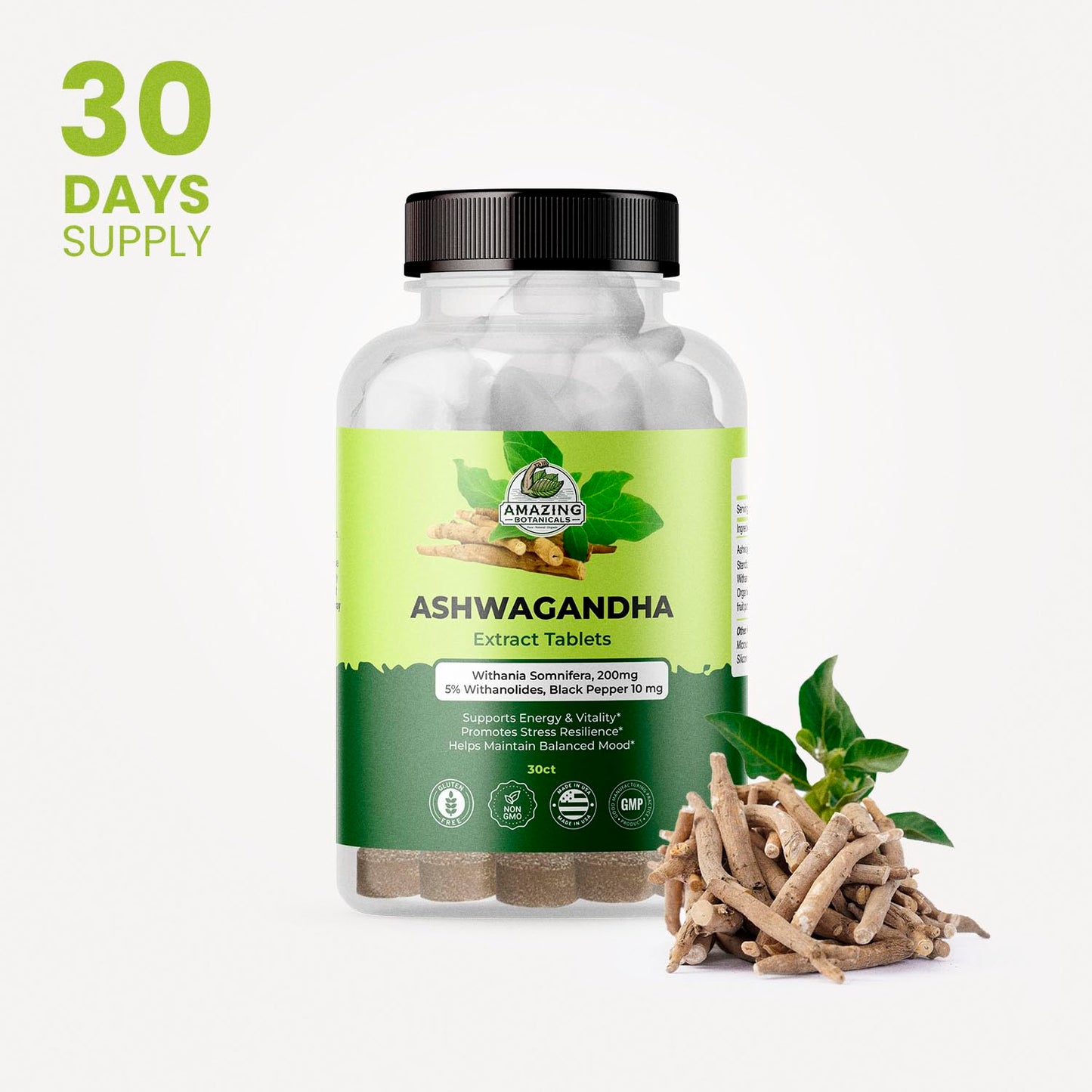Amazing Botanicals Organic Ashwagandha Root Extract Tablets 30 Count