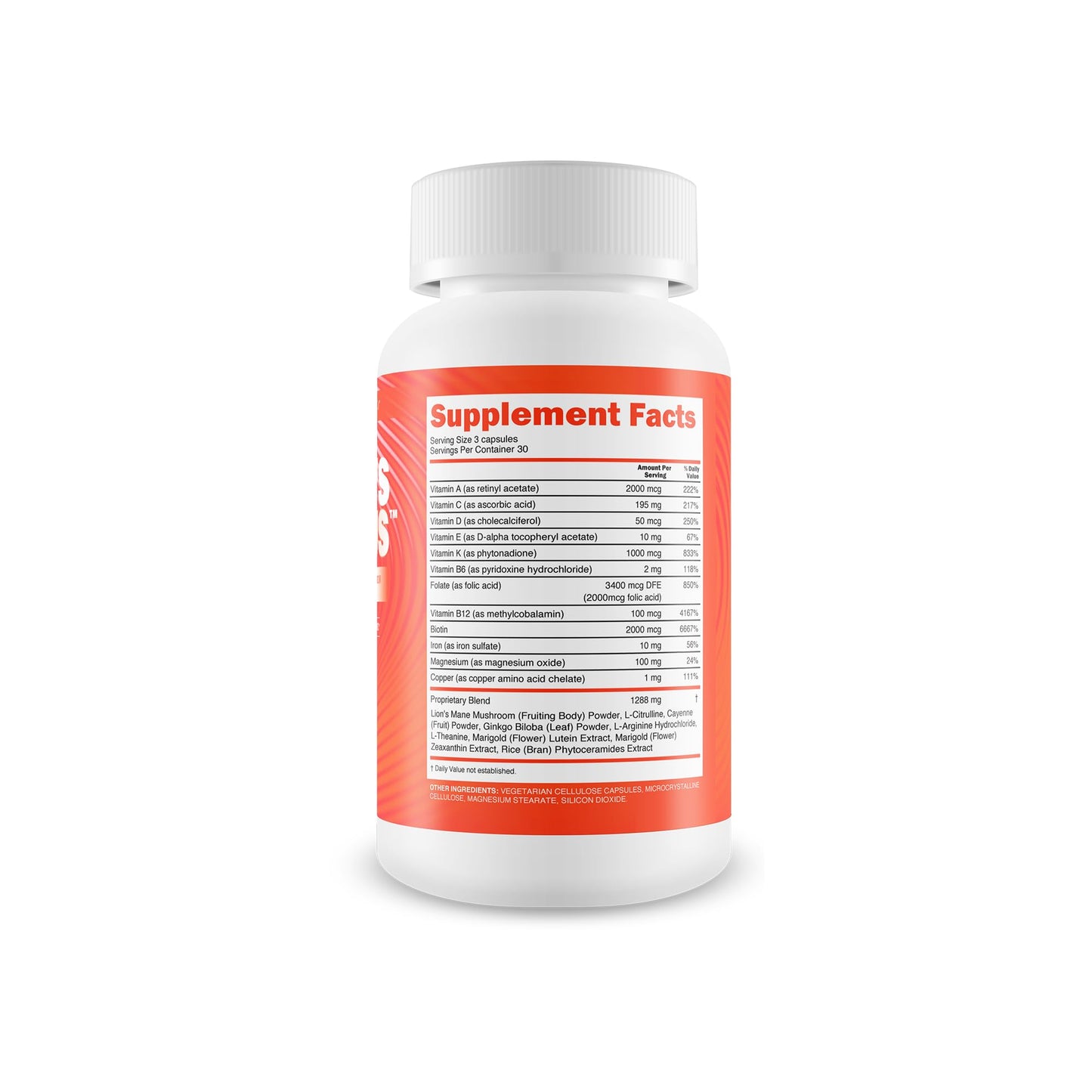 New Vibrations Nutrition Lions Mane Focus Mushroom Supplement Capsule, 90 Count