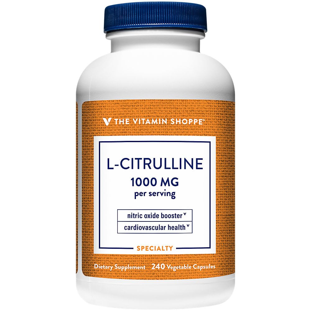 The Vitamin Shoppe L-Citrulline Free-Form Amino Acid Nitric Oxide Booster 1000 mg, 240 Vegetarian Capsules