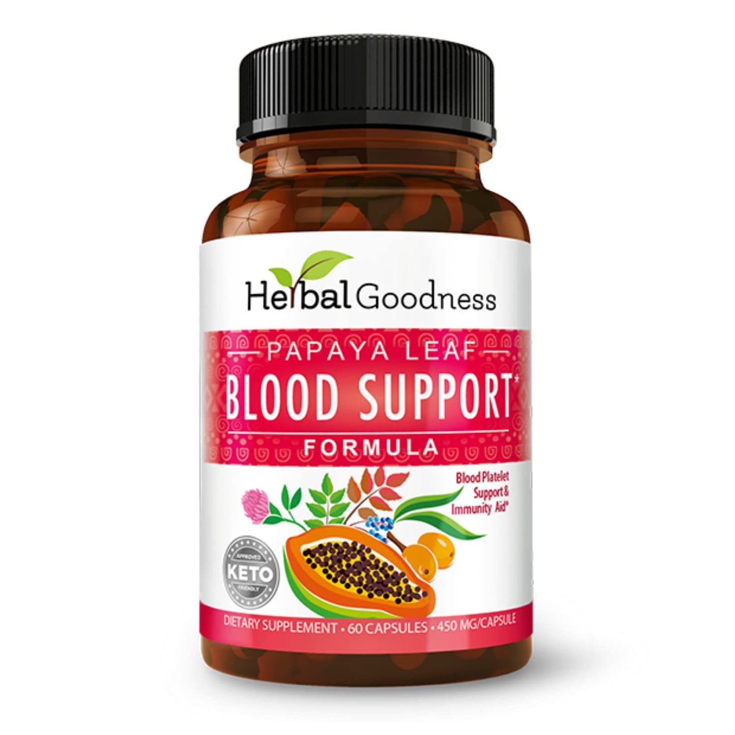 Herbal Goodness Papaya Leaf Blood Support Capsules, 60 Count