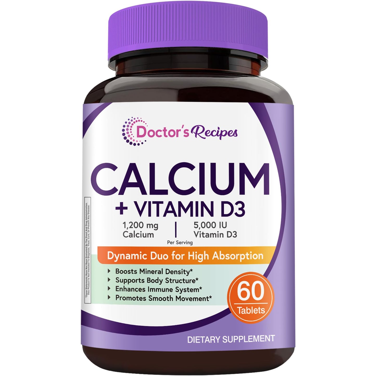 Doctor's Recipes Calcium 1200 mg with Vitamin D3, 60 Tablets