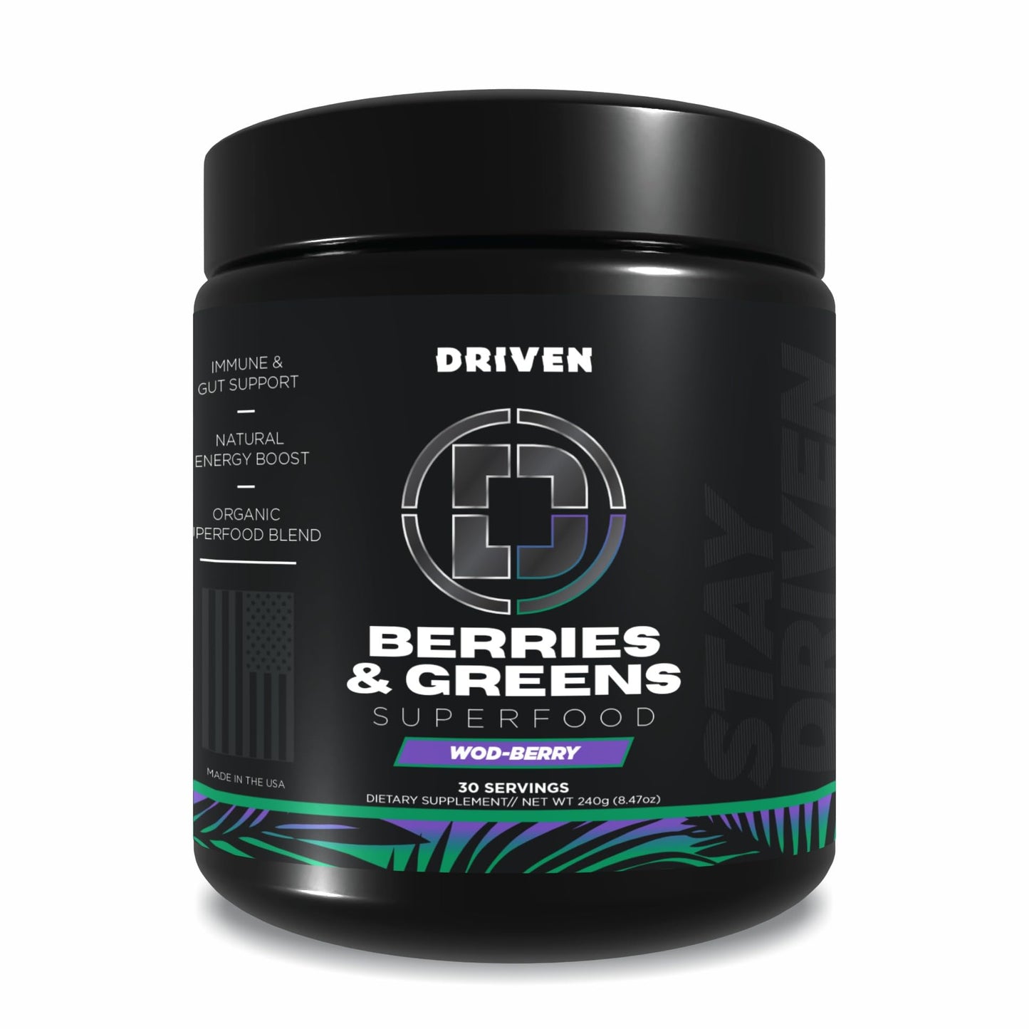 Driven Nutrition B&G Berries & Greens Superfood Powder, 8.47 Ounce