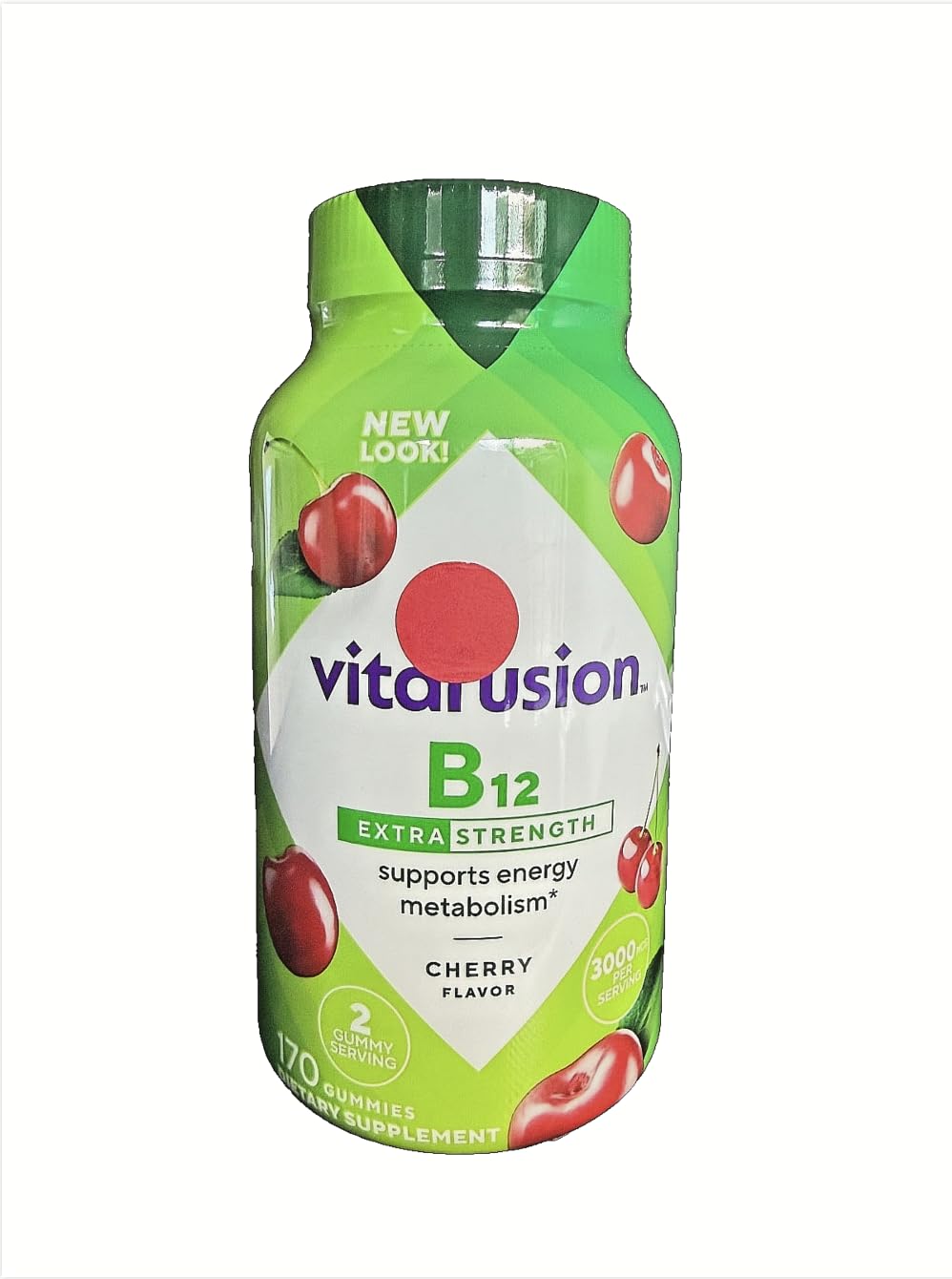Generic Vitamin B12 Extra Strength Gummy Vitamins Compatible with Vitafusion for Energy Metabolism Support, Cherry Flavored, 3000 mcg Vitamin B12, 170 Count