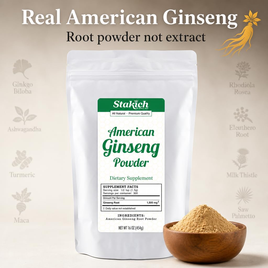 Stakich American Ginseng Root Powder, 16 Ounces