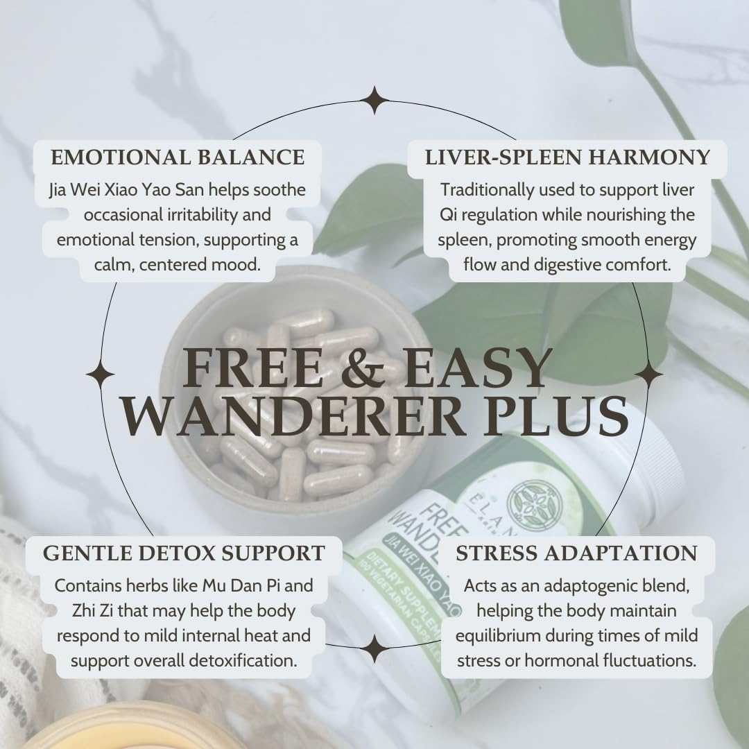 Elanen Naturals Jia Wei Xiao Yao San Free and Easy Wanderer Plus Capsule, 100 Count