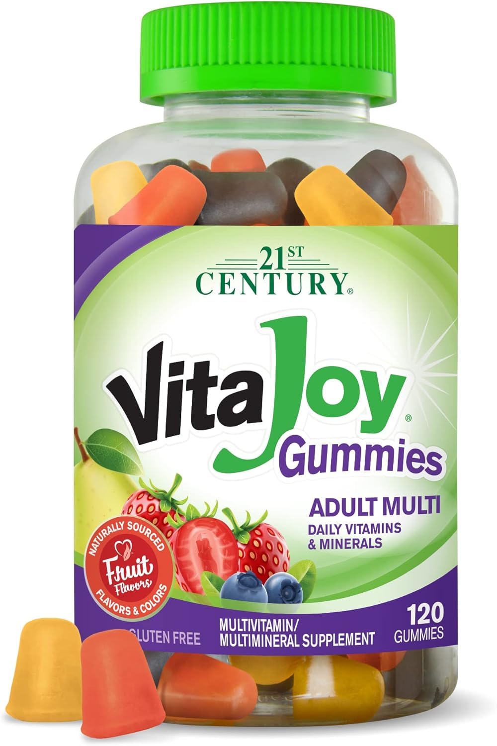 21st Century Vitajoy Vitamin Fruit Flavors Cherry and Strawberry Gummy, 120 Count
