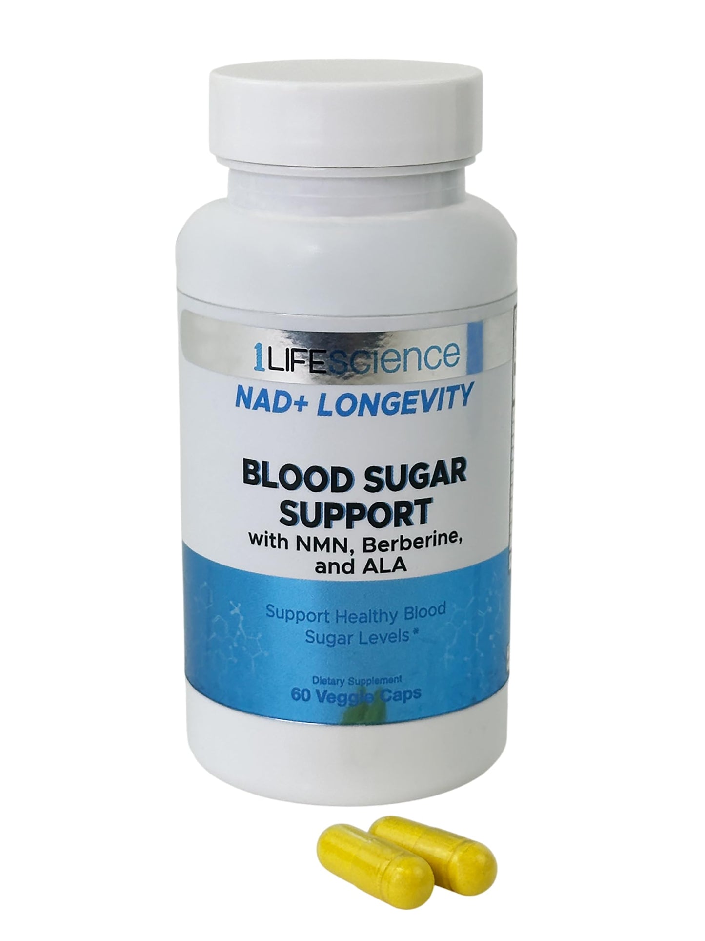 1LifeScience Blood Sugar Blend NMN Urolithin A Berberine & Alpha Lipoic Acid NAD+ Support Capsules, 60 Count