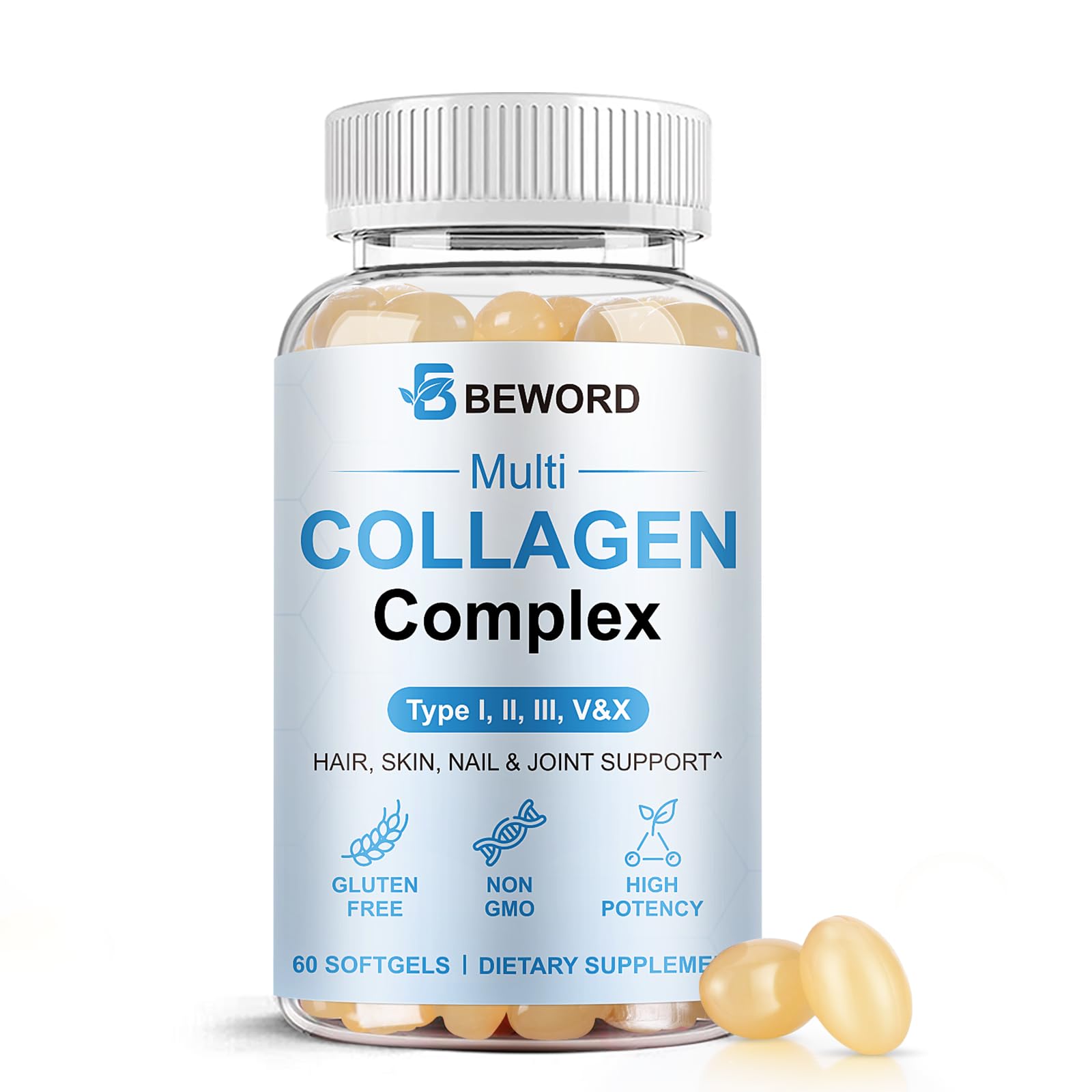 BEWORD Multi Collagen Softgels, 60 Softgels