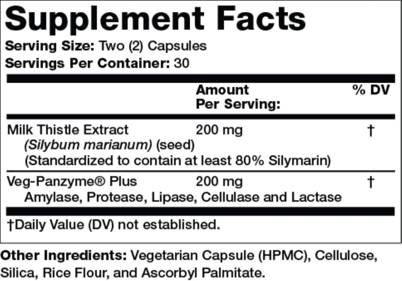 Olympian Labs Milk Thistle Extract Plus Enzymes, Antioxidants, Supporting Liver Health, 60 Capsules