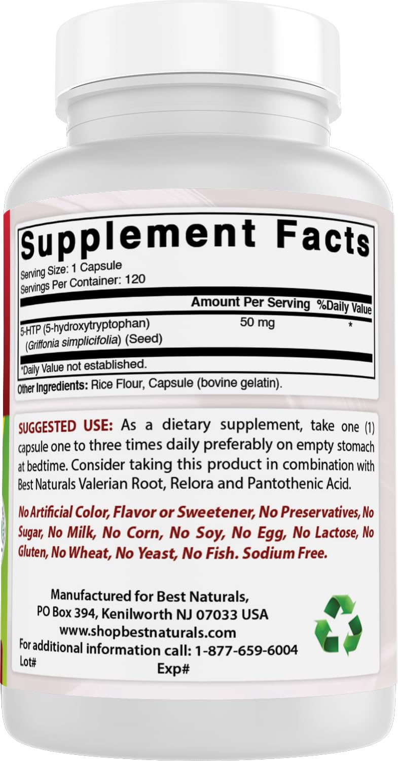 Best Naturals 5-HTP 50 mg Capsules 360 Count