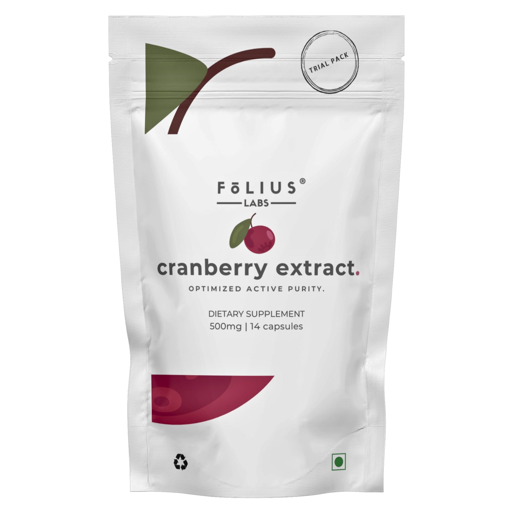 FOLIUS LABS Clean Label Cranberry Extract 25% Capsules, 14 Count