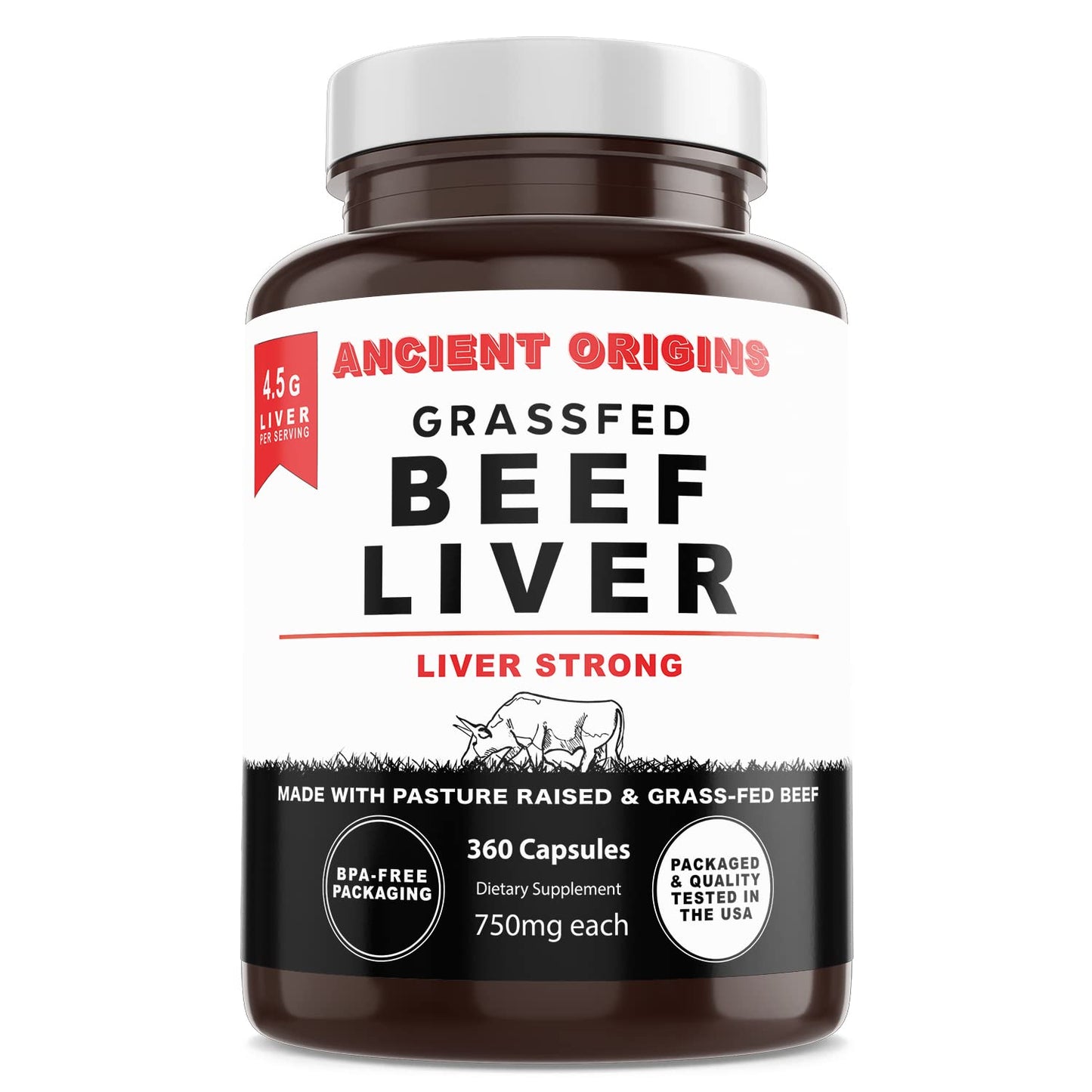 Ancient Origins Grass Fed Beef Liver Capsules 360 Capsules