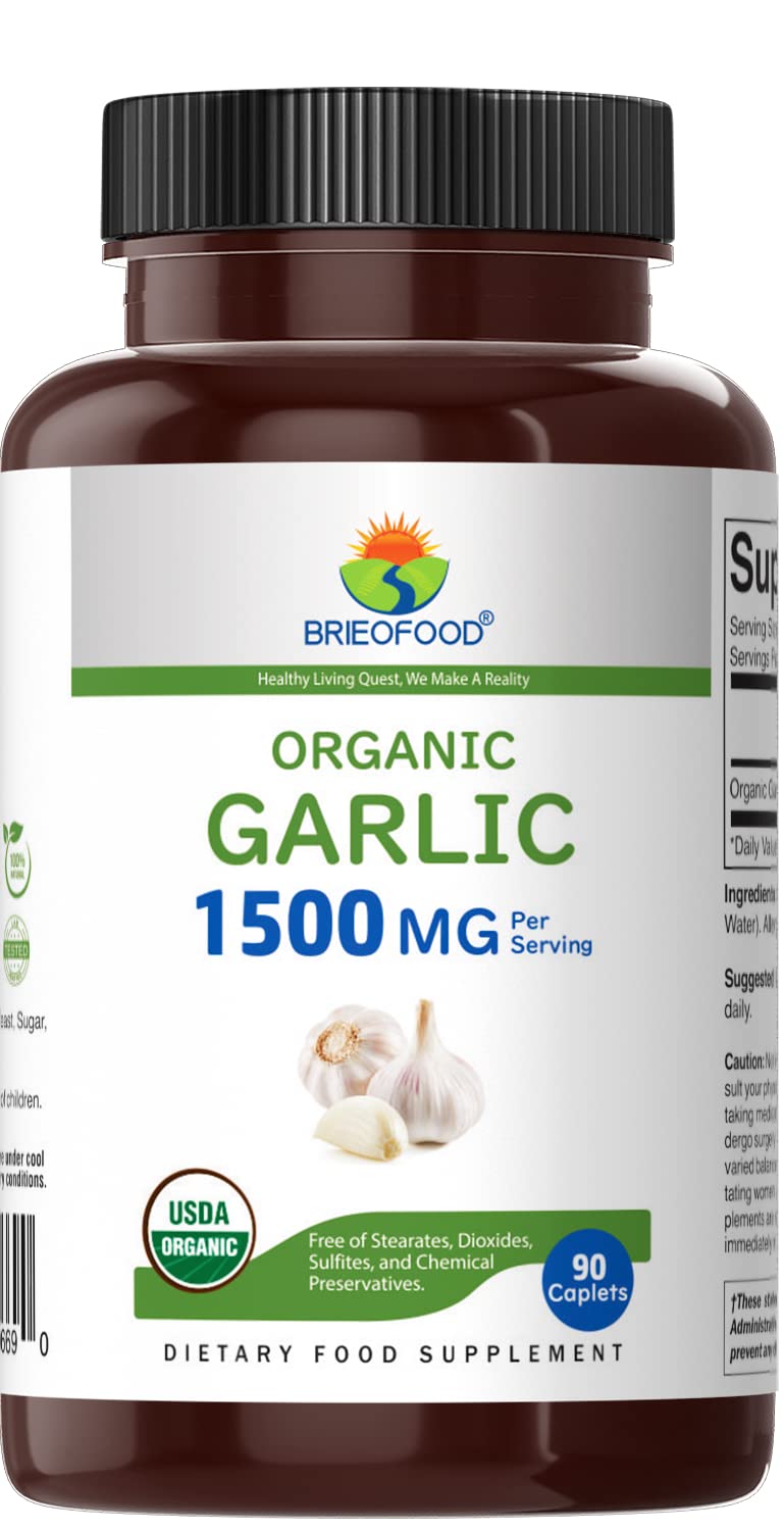Brieofood Organic Garlic 1500mg Tablets 180