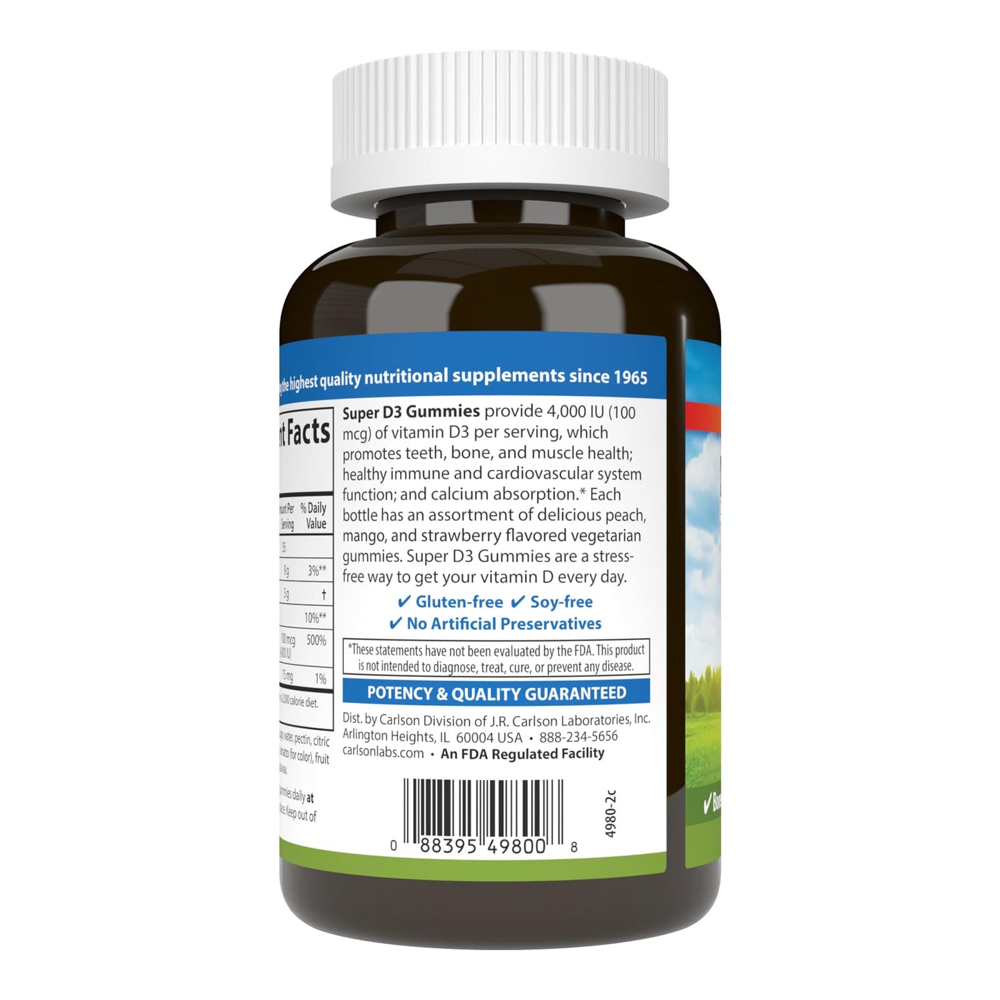 Carlson Super D3 Gummies 4,000 IU (100 mcg), 120 Gummies