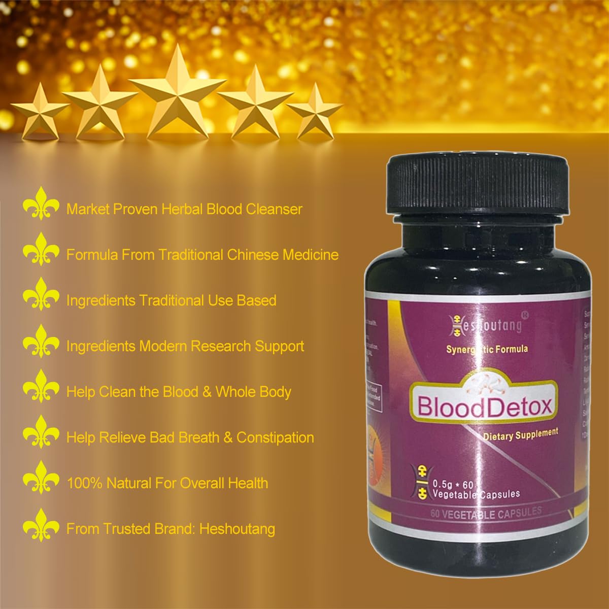 Heshoutang BloodDetox Market Proven Herbal Blood Cleanser 60 Capsules