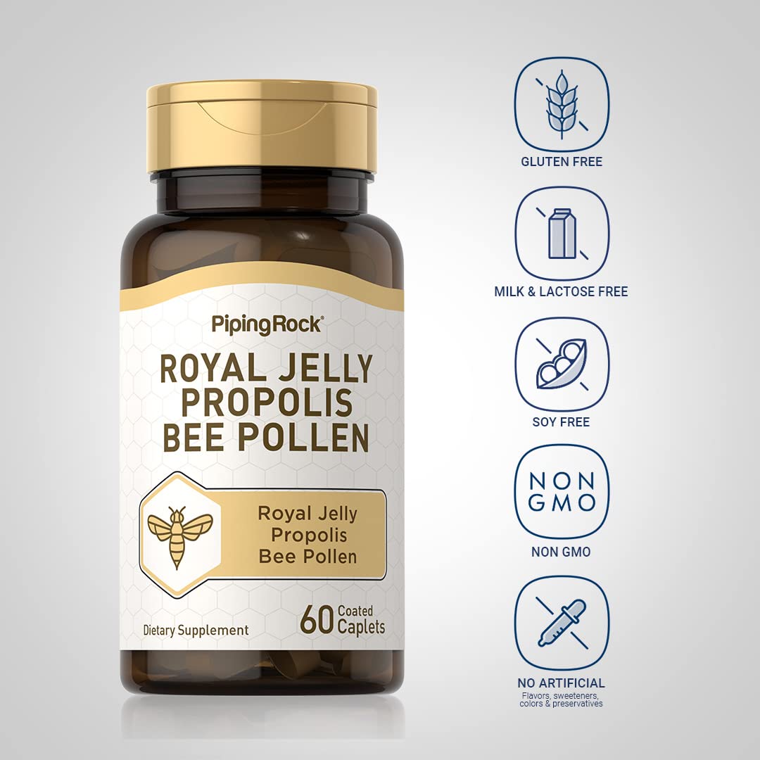 Piping Rock Royal Jelly Propolis Bee Pollen Caplets 60
