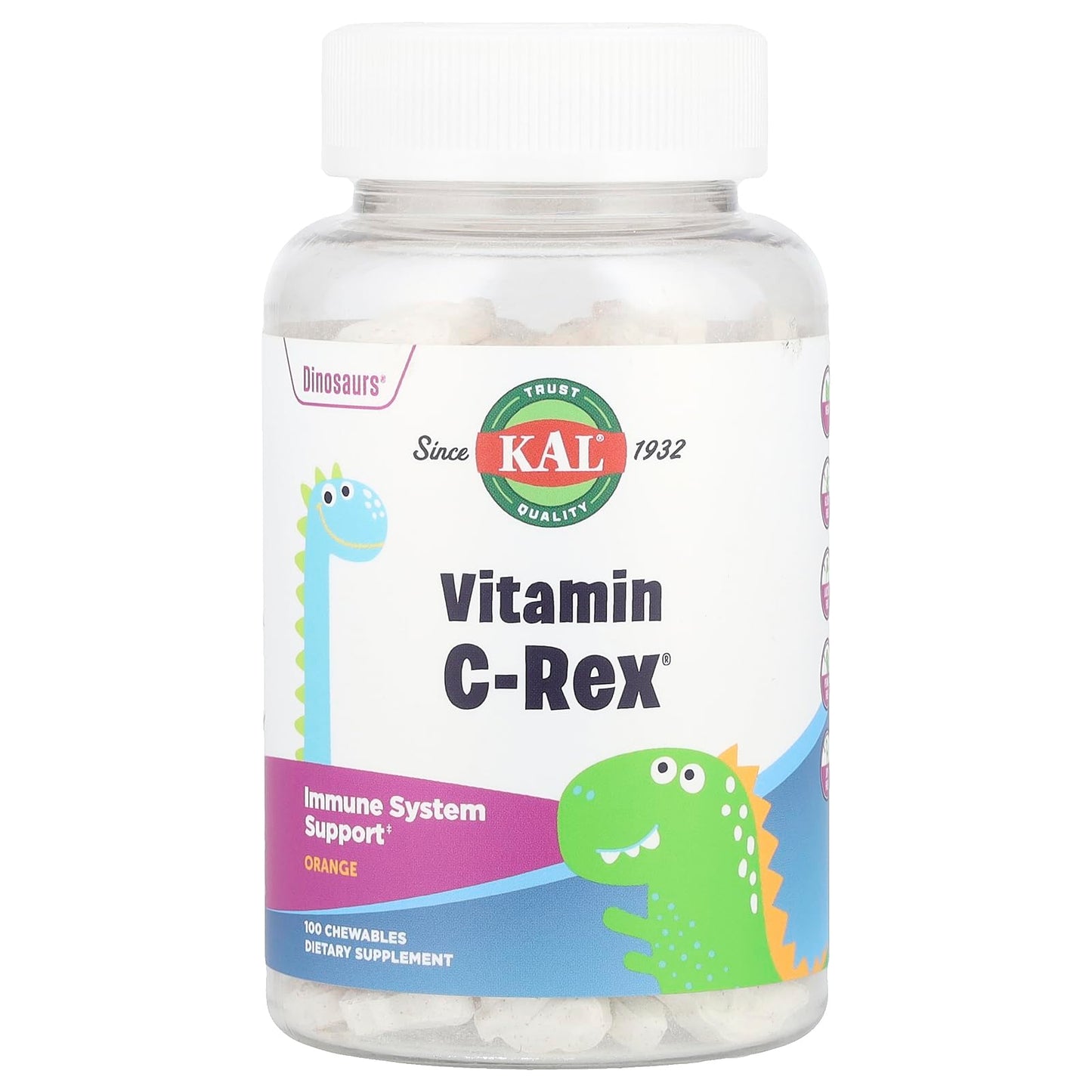 KAL C-Rex Vitamin C for Kids Chewable 100 Count